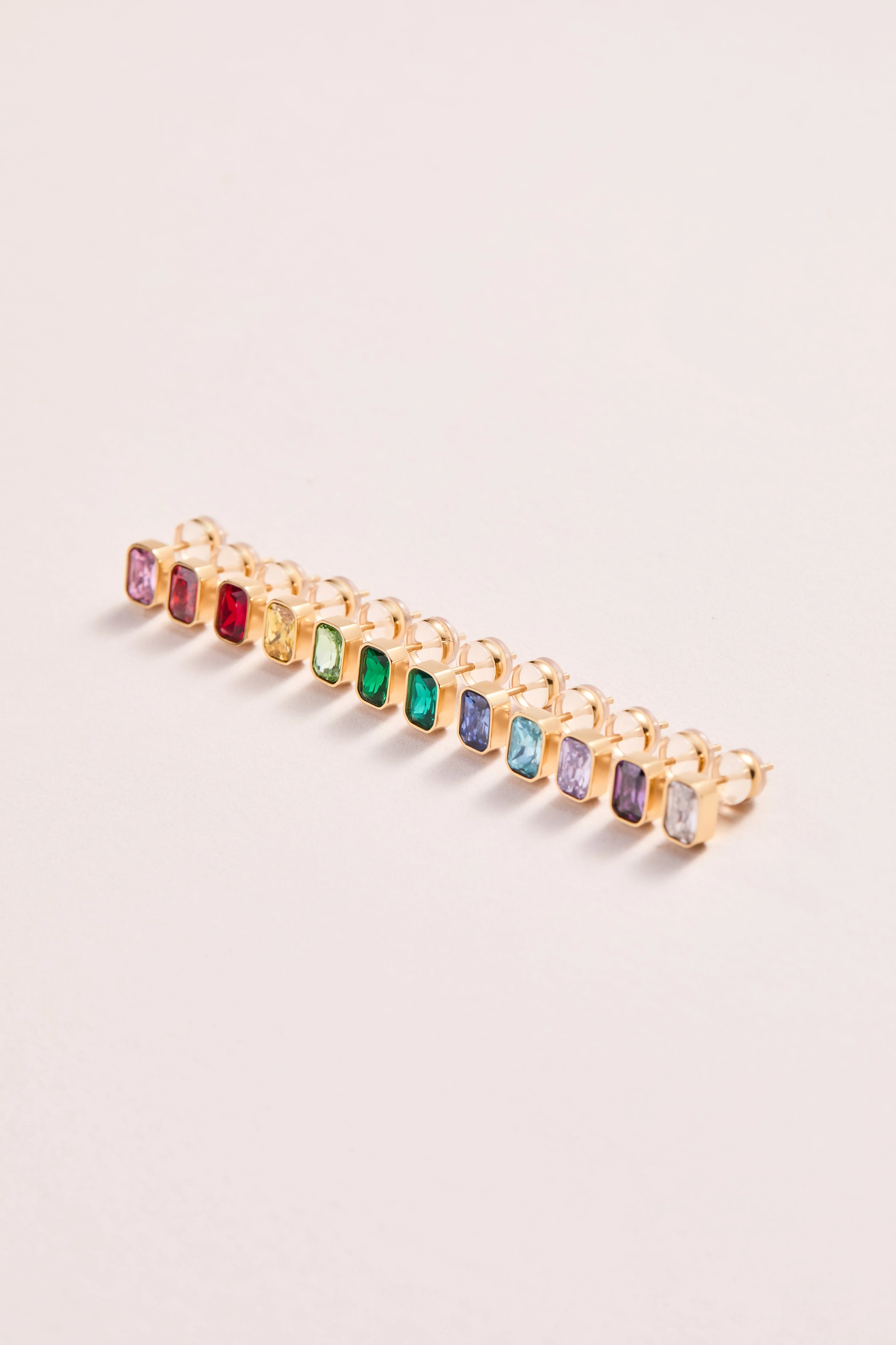 May Emerald-Cut Birthstone Stud Earrings - Image 5