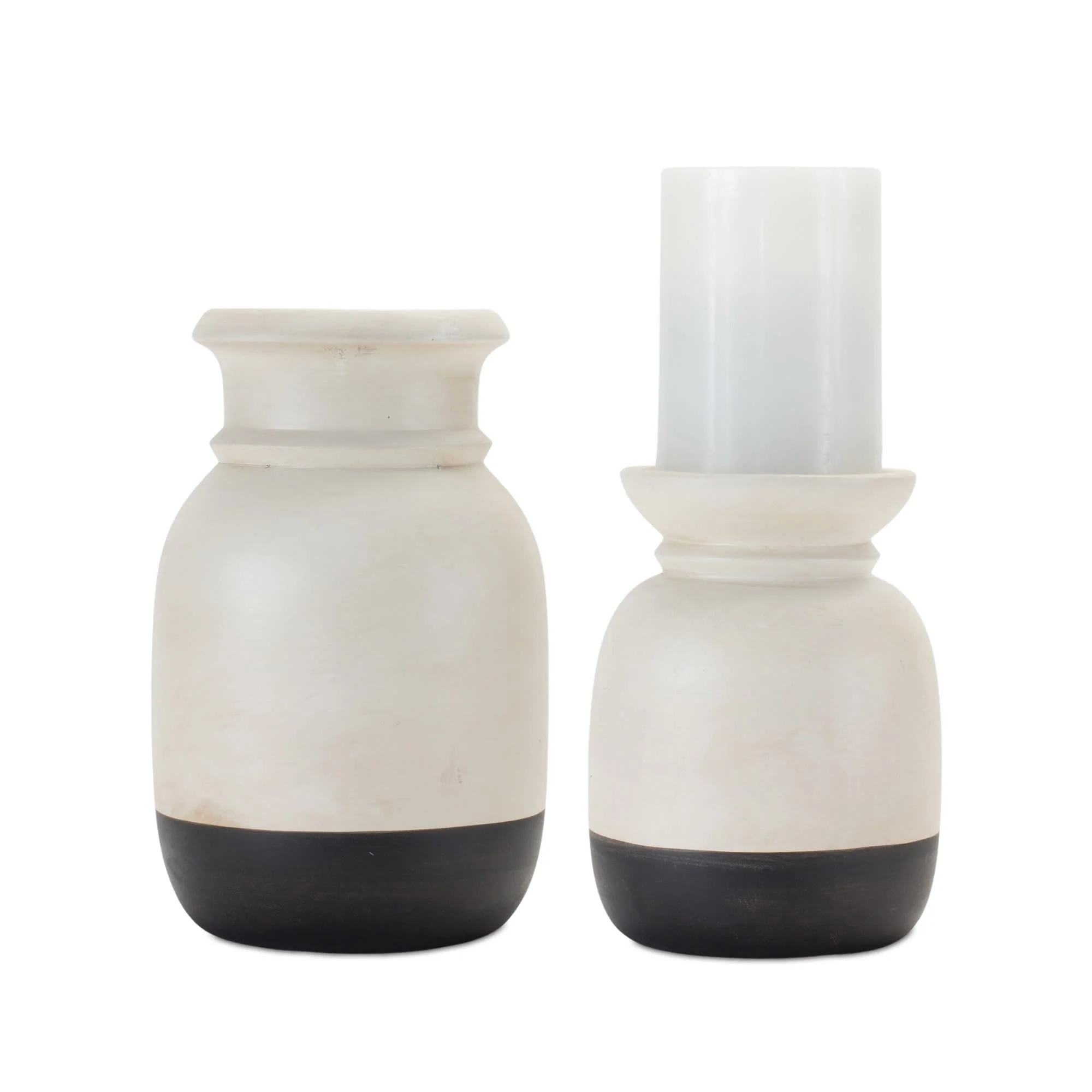 Melrose International Dual-Tone Ceramic Candle Holder (Set of 2) - Image 2