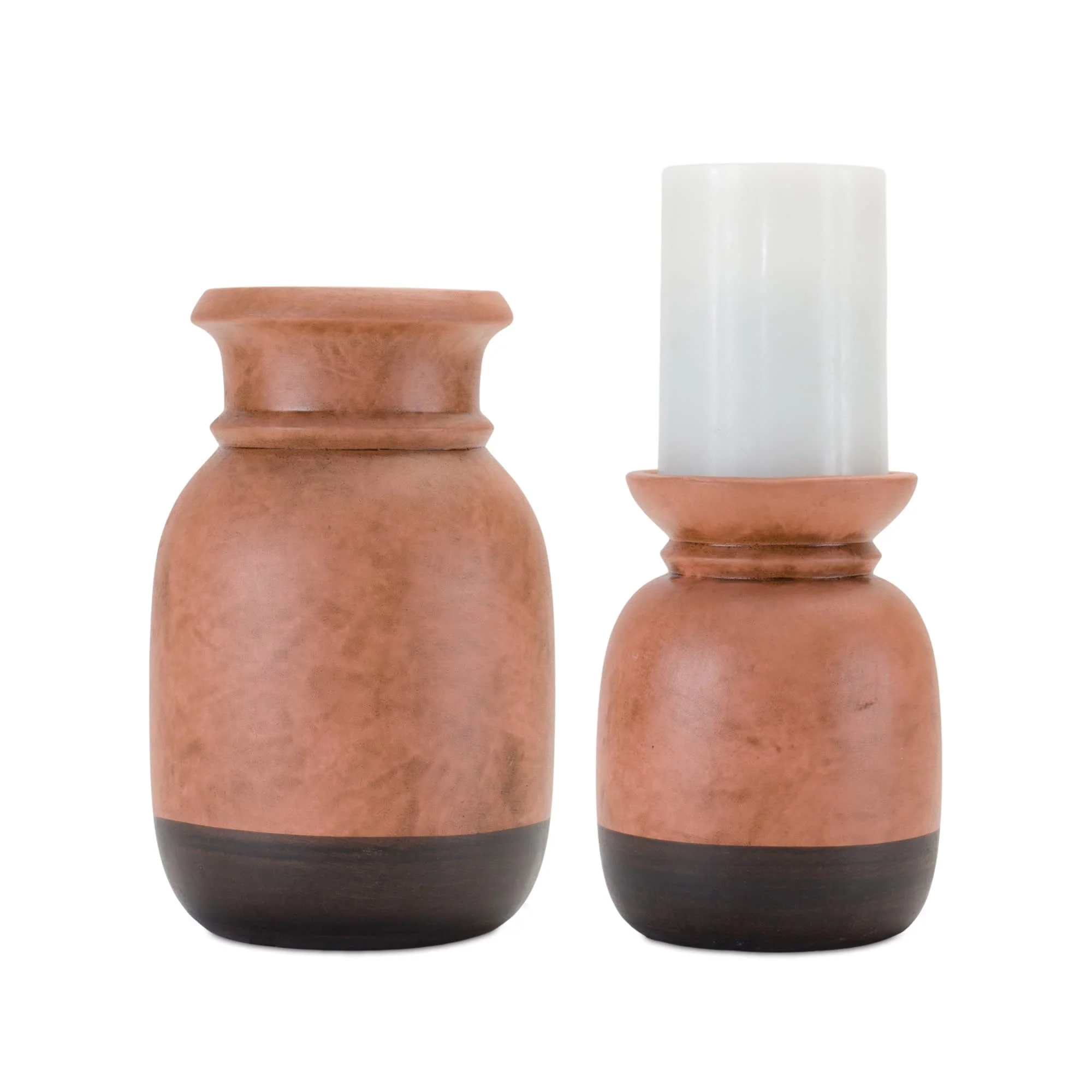 Melrose International Dual-Tone Ceramic Candle Holder (Set of 2) - Image 3
