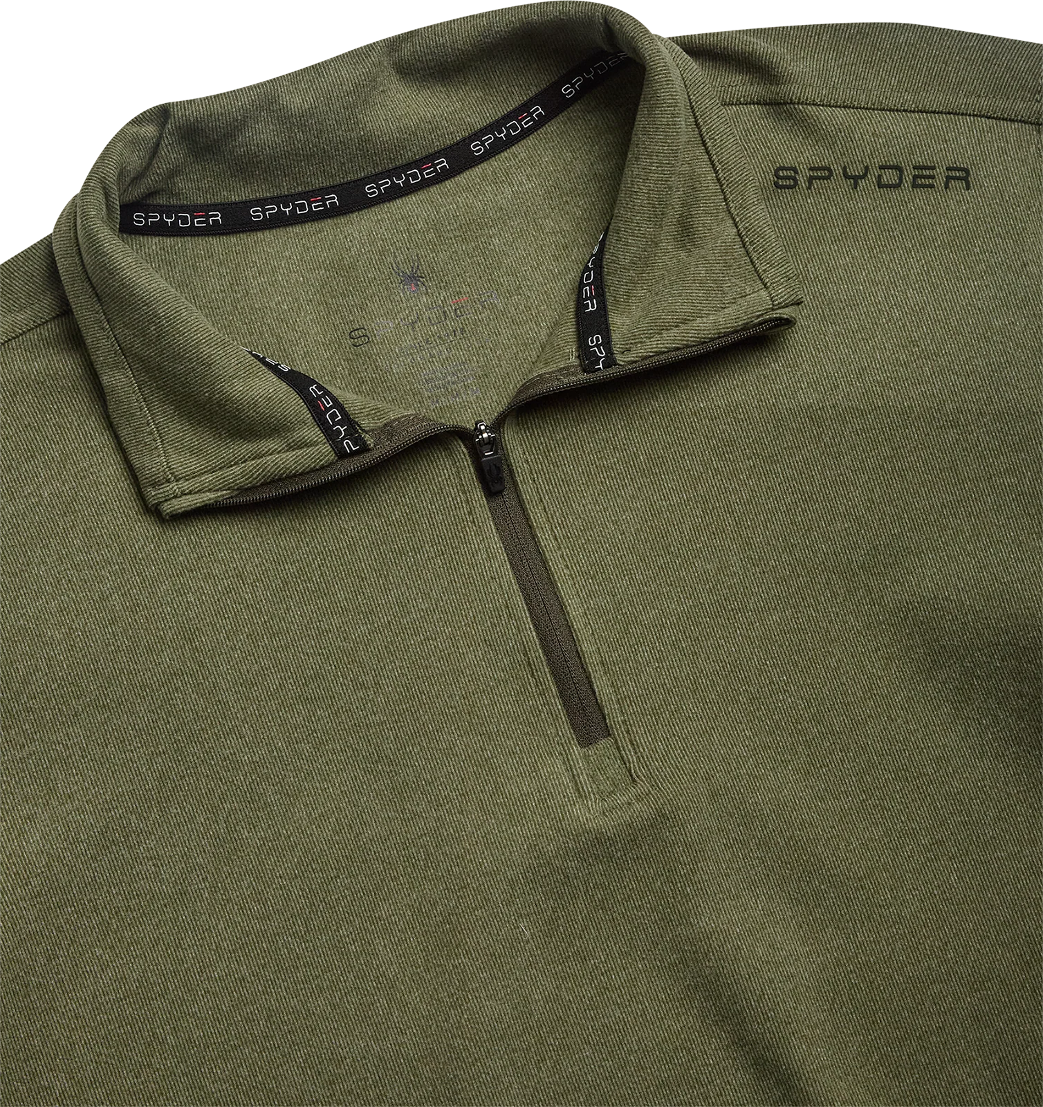 Spyder Men's Brushed Vertical Stripe Quarter Zip - Olive - Image 3