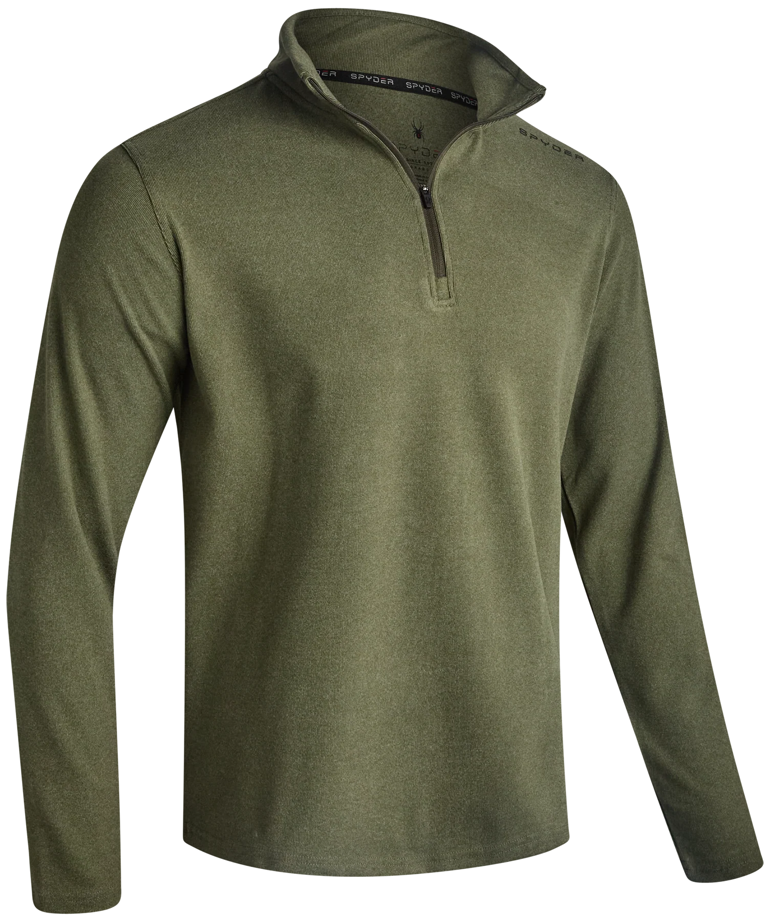 Spyder Men's Brushed Vertical Stripe Quarter Zip - Olive - Image 6