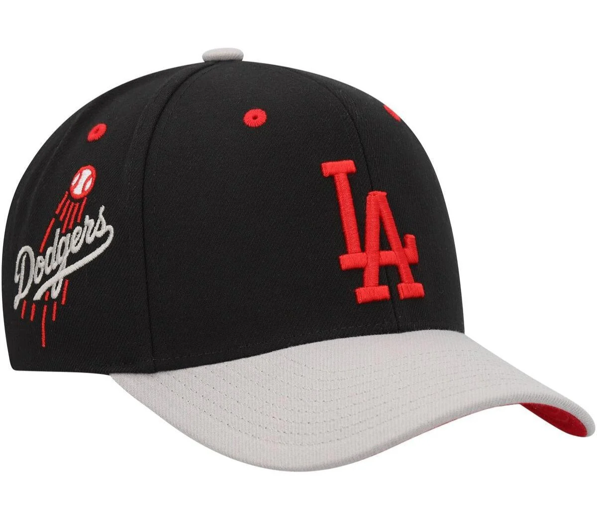 Men's Mitchell & Ness MLB Bred Pro Snapback Dodgers - Black - Image 3