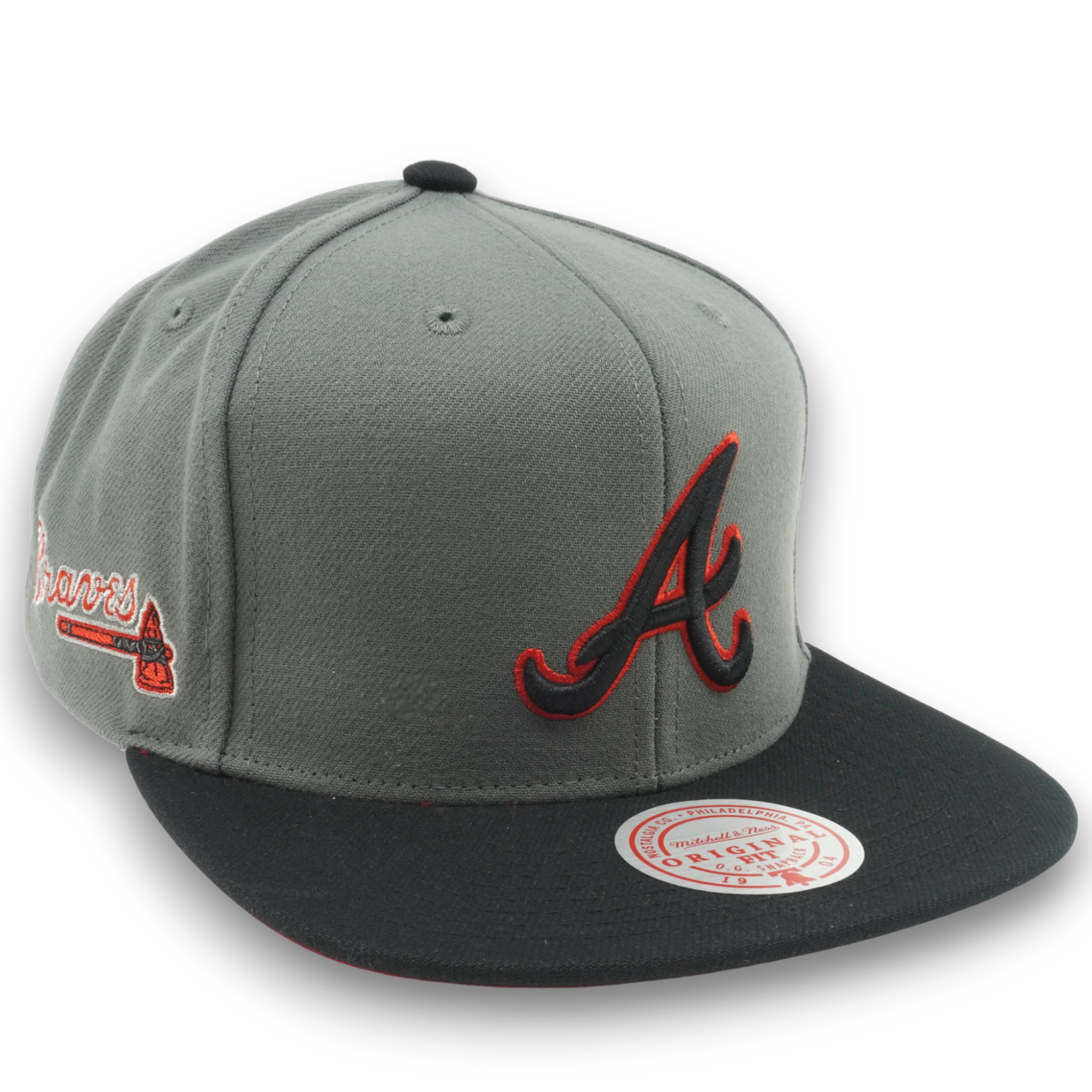 Men's Mitchell & Ness MLB Storm Front Snapback Braves - Grey - Image 3
