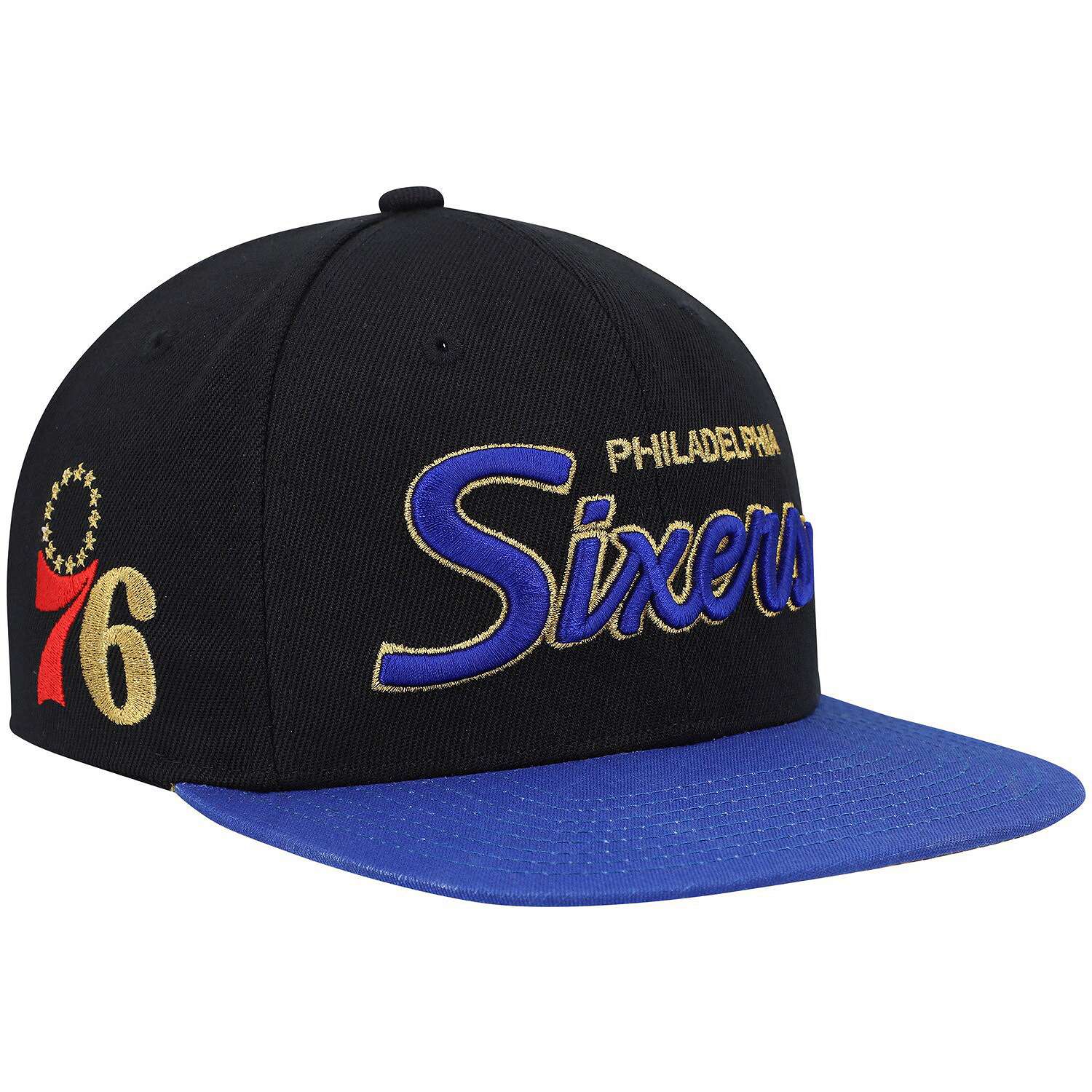 Men's Mitchell & Ness NBA 75Th Gold Snapback 76Ers - Black - Image 3