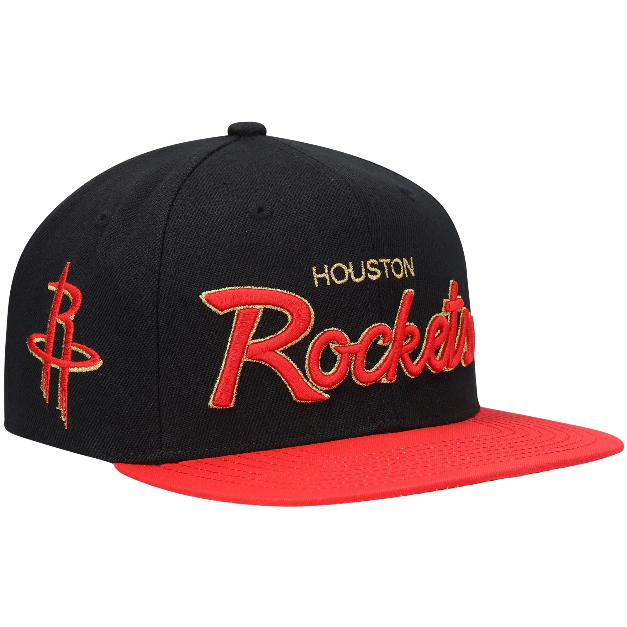 Men's Mitchell & Ness NBA 75Th Gold Snapback Rockets - Black - Image 3