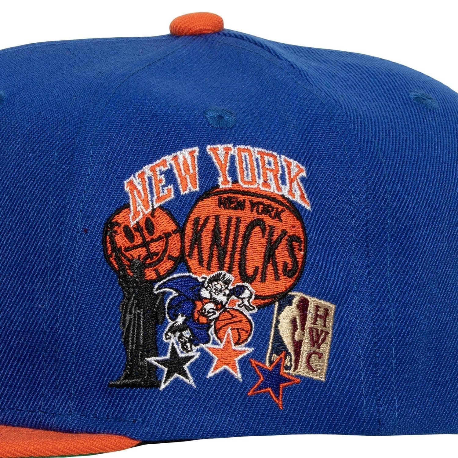 Men's Mitchell & Ness NBA Patch Overload Snapback Hwc Knicks - Blue-Orange - Image 2