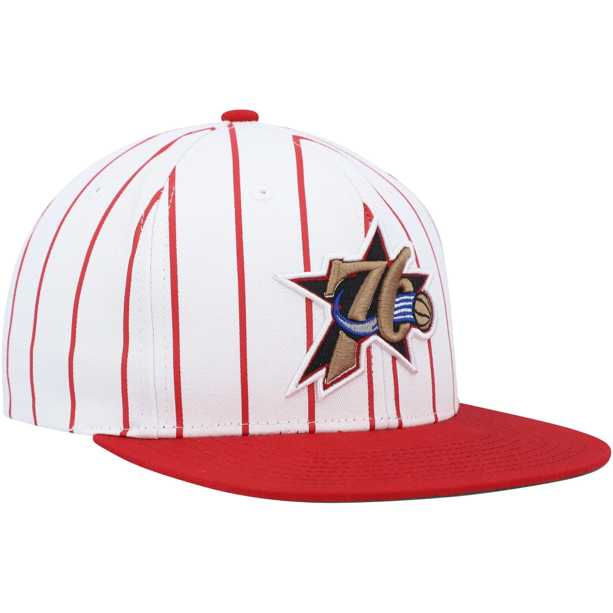 Men's Mitchell & Ness NBA Retro Pinstripe Snapback Hwc 76Ers - White - Image 3