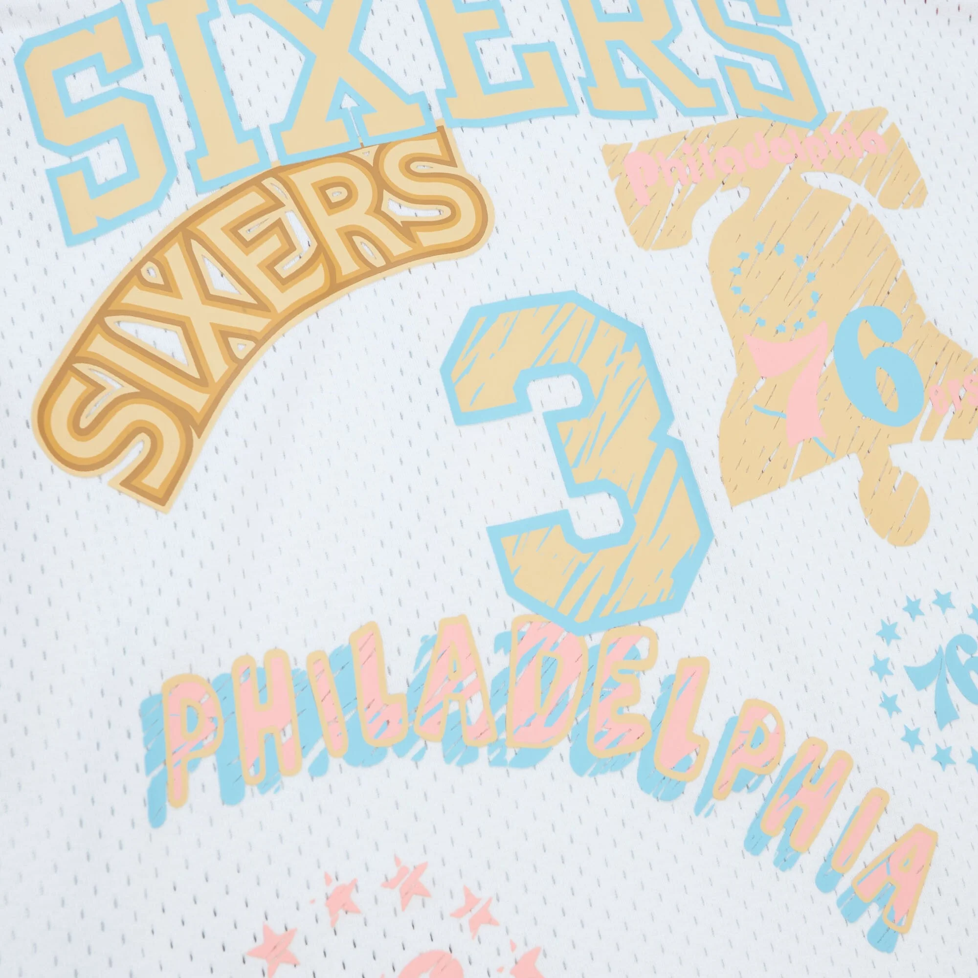 Men's Mitchell & Ness Sidewalk Sketch Swingman Jersey 76Ers 2002 Allen Iverson - Image 4