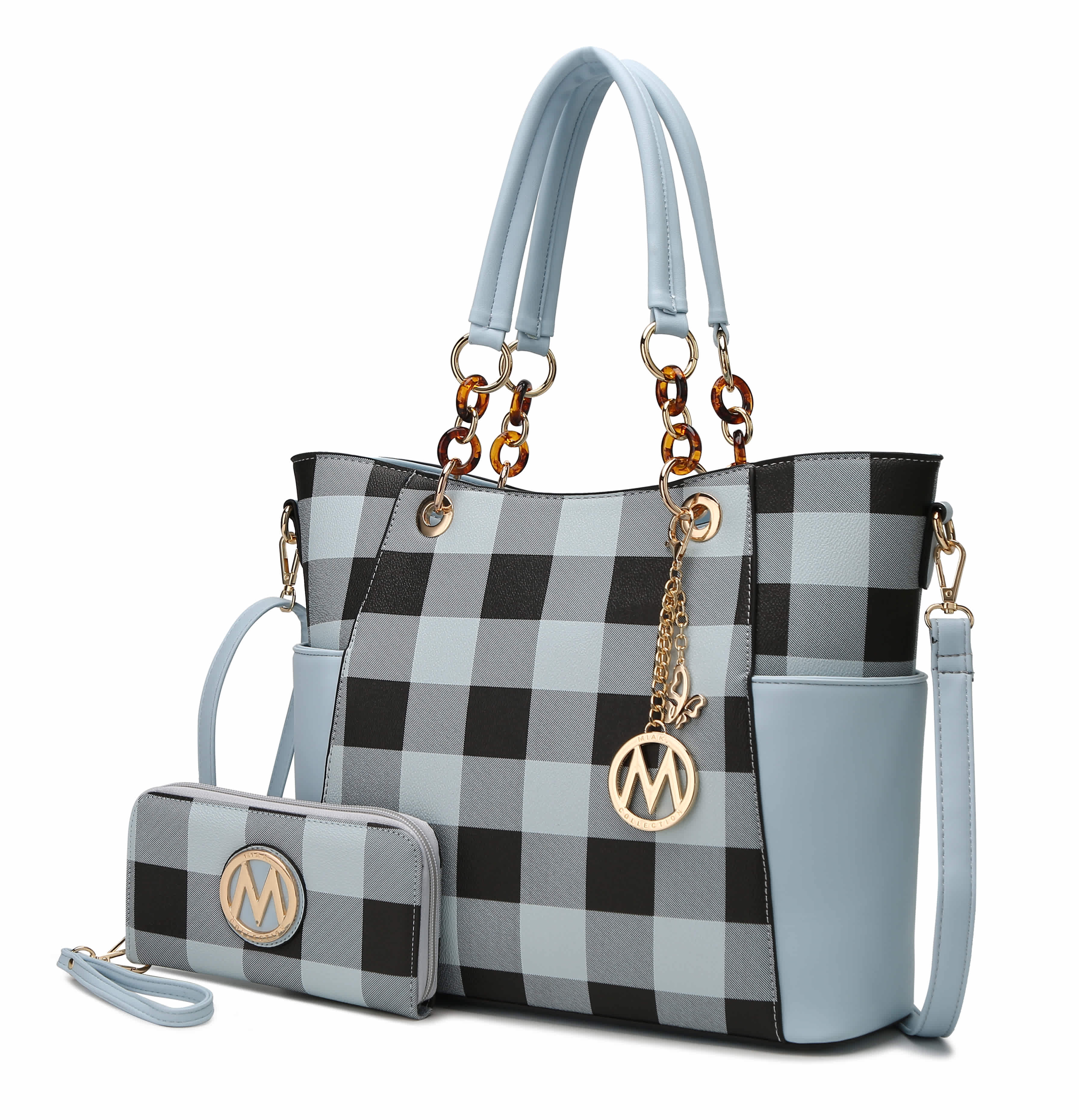 MKF Collection by Mia K Bonita Vegan Leather Checker Women’s Tote Bag with matching Wallet– 2 pieces - Image 7