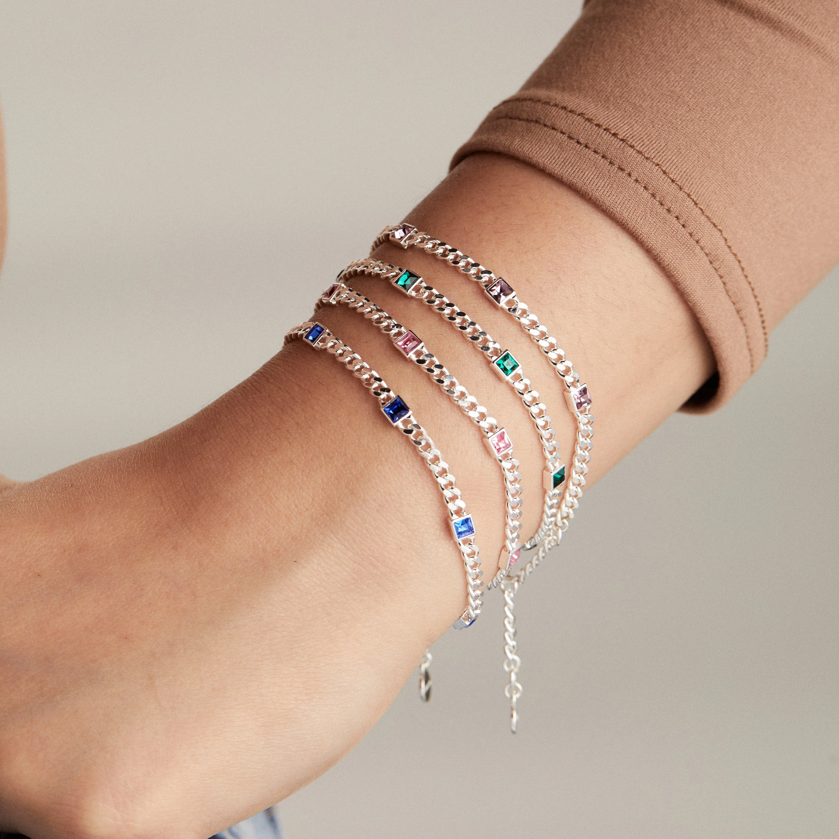 October Birthstone Rose Curb Chain Bracelet - Image 5