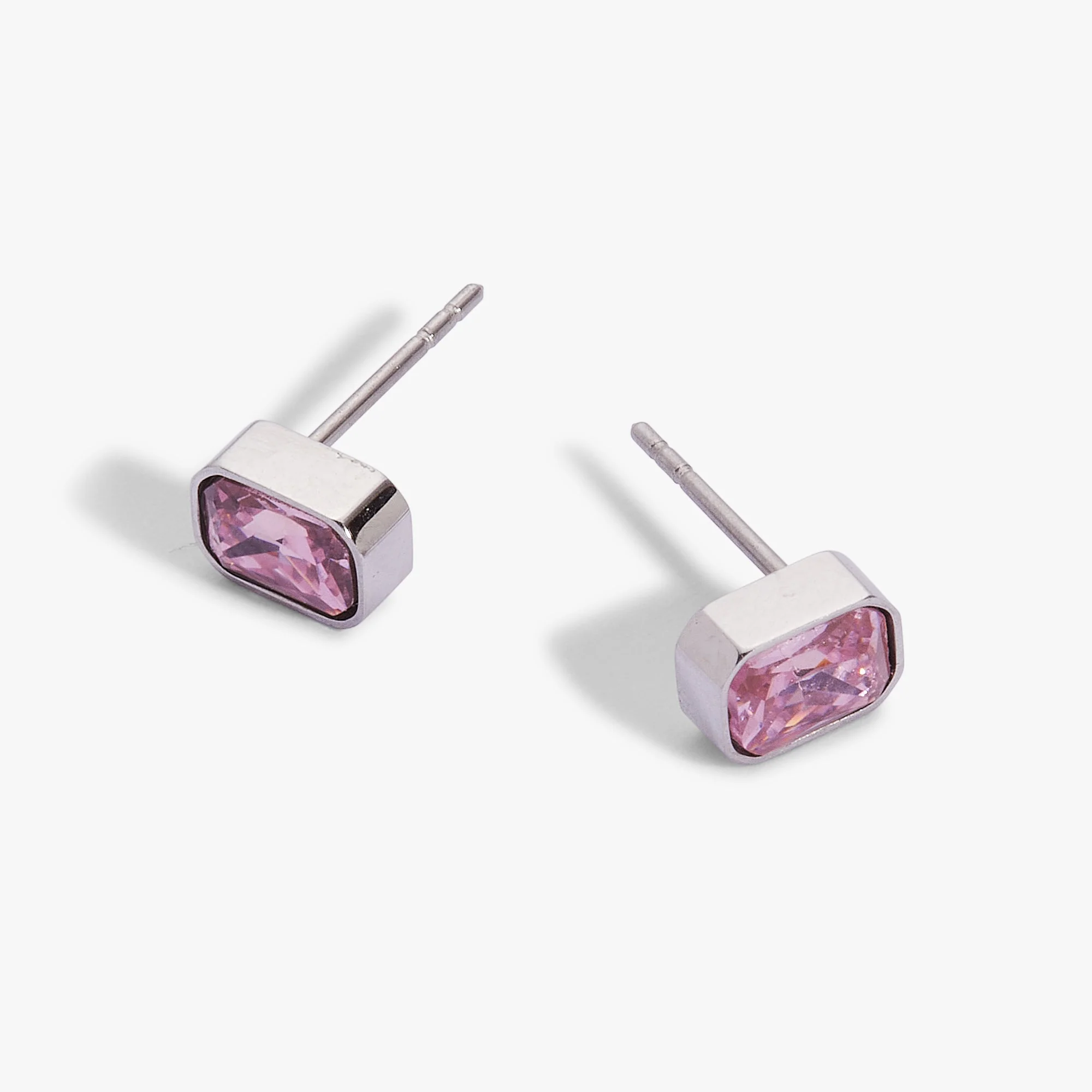 October Emerald-Cut Birthstone Stud Earrings - Image 4