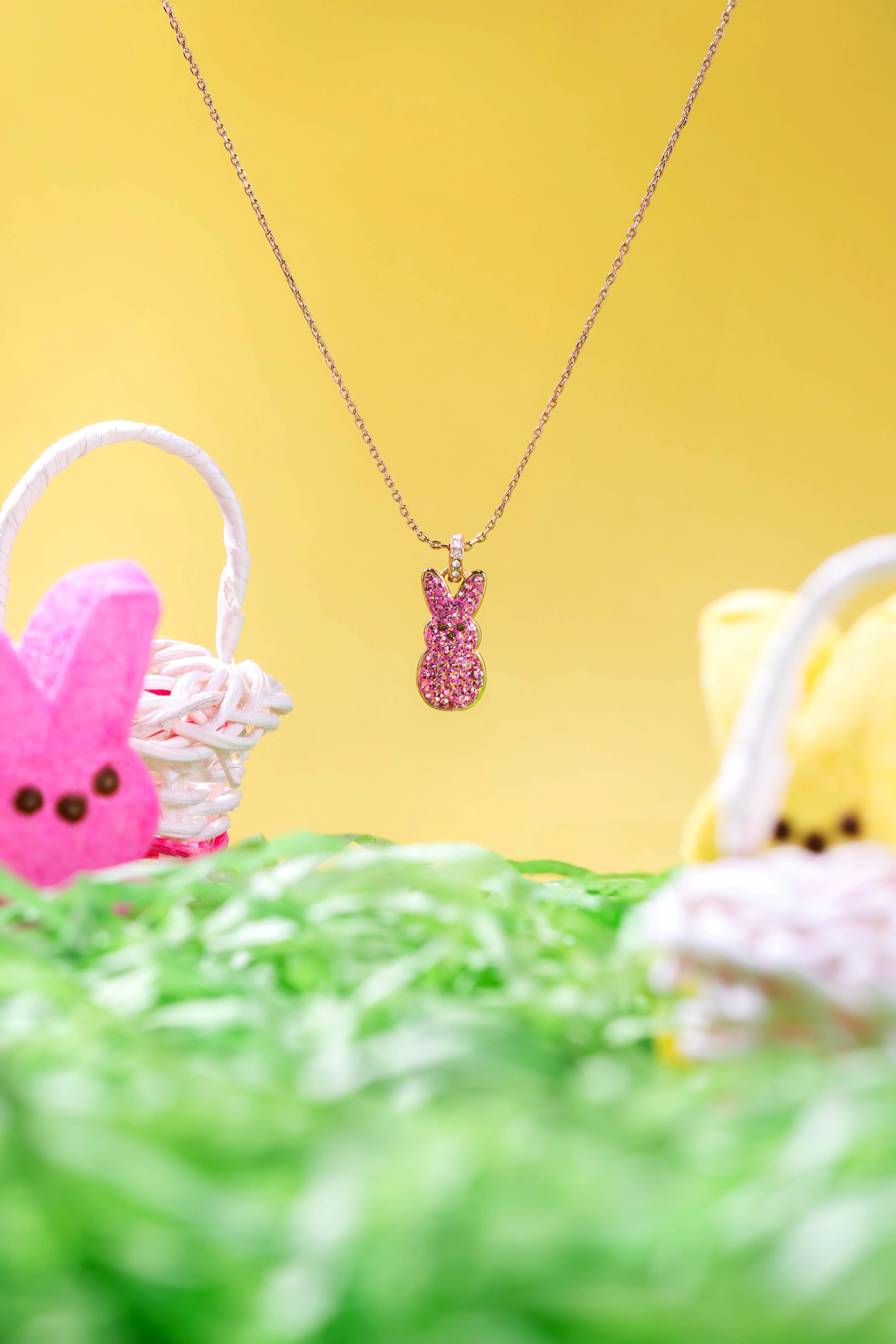 PEEPS® Pink Crystal Bunny Pendant Necklace - Image 2