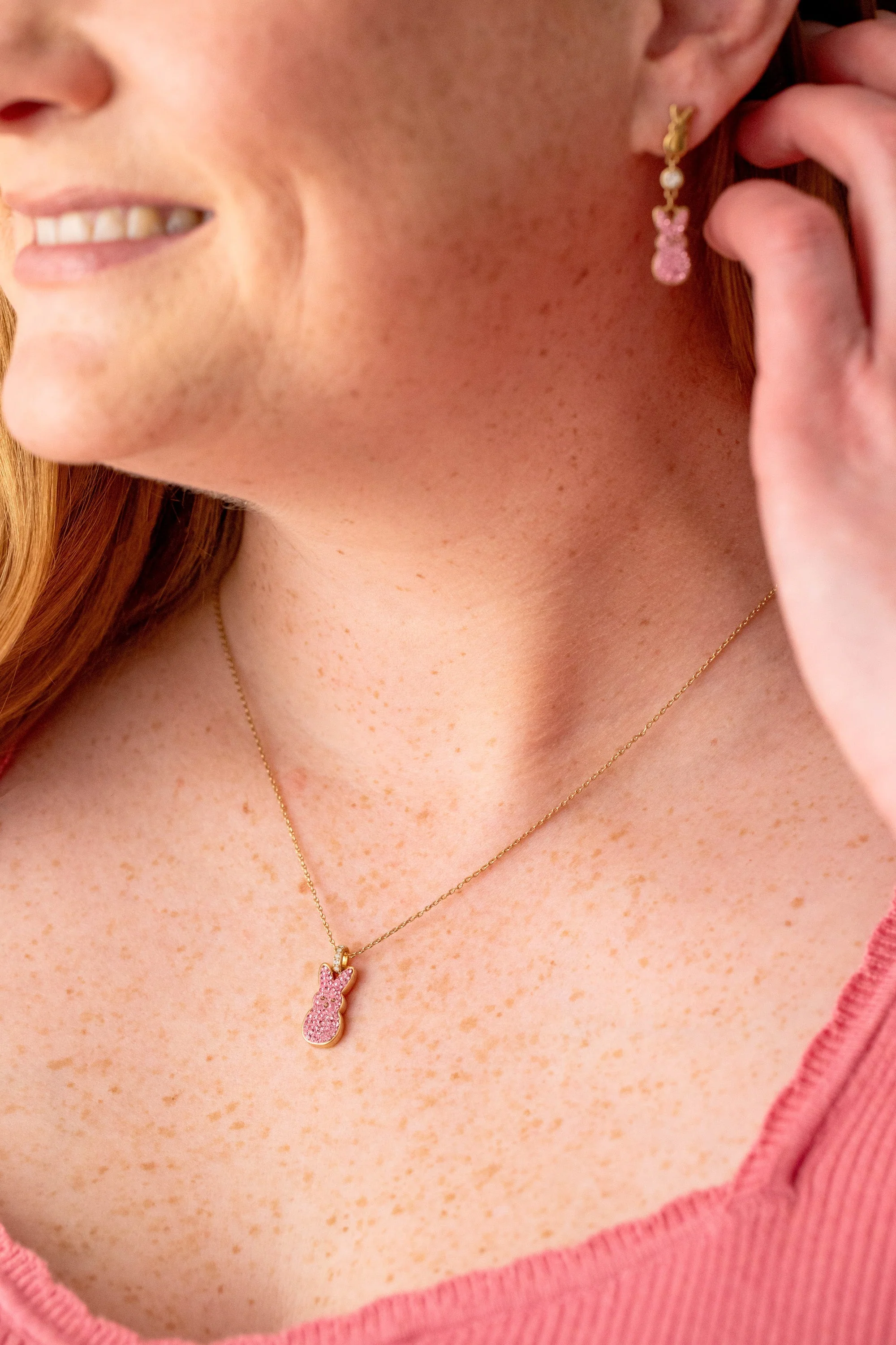 PEEPS® Pink Crystal Bunny Pendant Necklace - Image 7