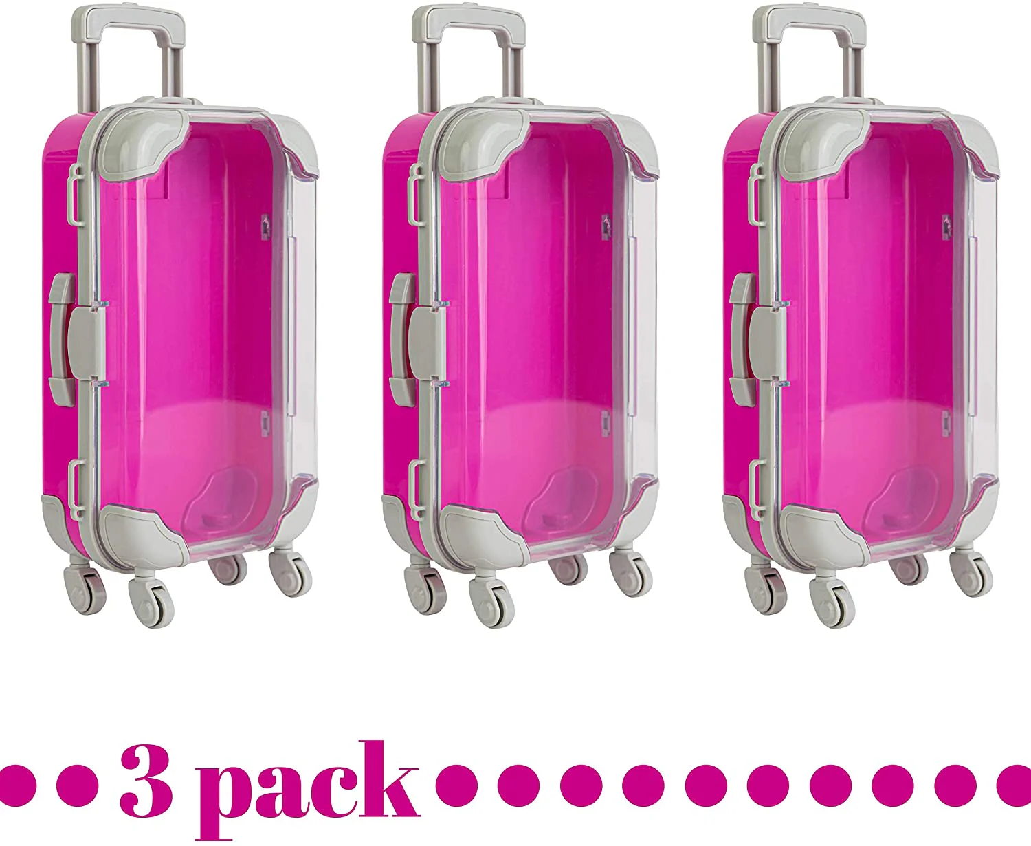Pink Plastic Suitcase Candy Box 3 Pack 7.5"x5"x2.5" by Hammont - Image 2