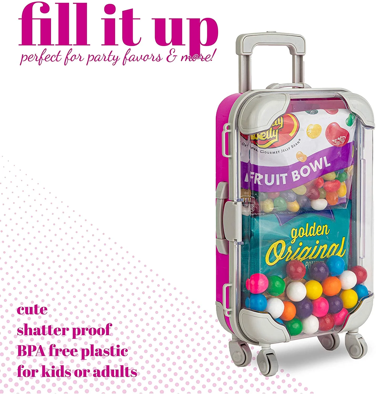 Pink Plastic Suitcase Candy Box 3 Pack 7.5"x5"x2.5" by Hammont - Image 6