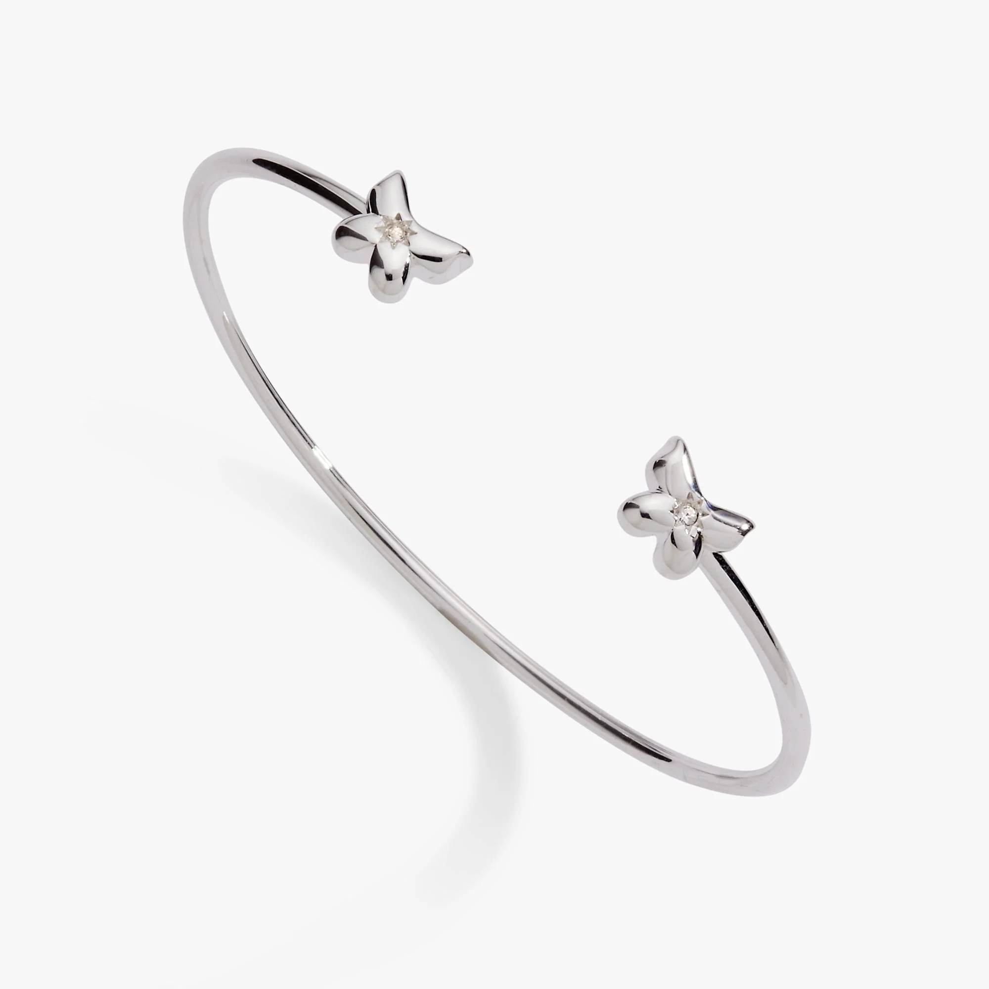 Puffy Butterfly Crystal Flex Cuff Bracelet - Image 3