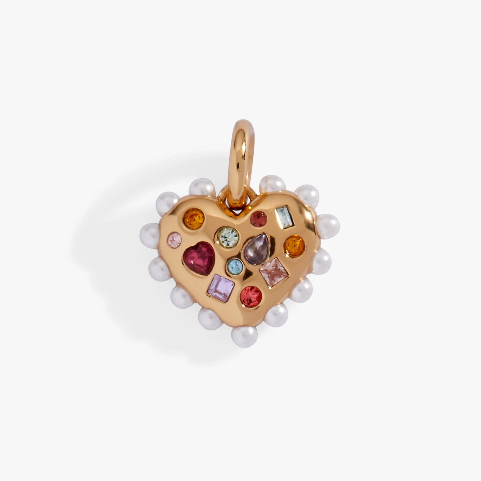 Puffy Heart Gemstone And Pearl Charm - Image 2