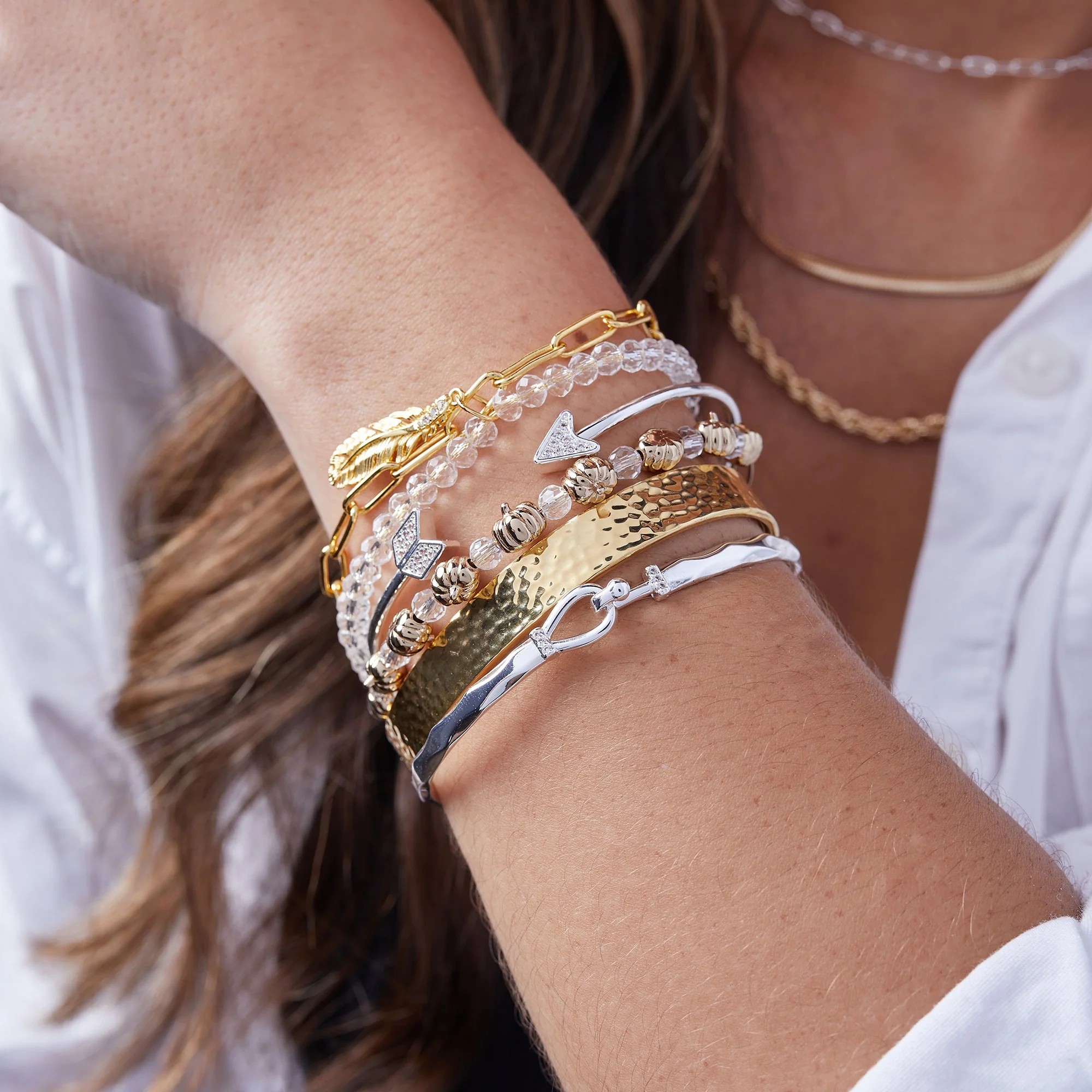 Pumpkin + Crystal Beaded Bangle - Image 2