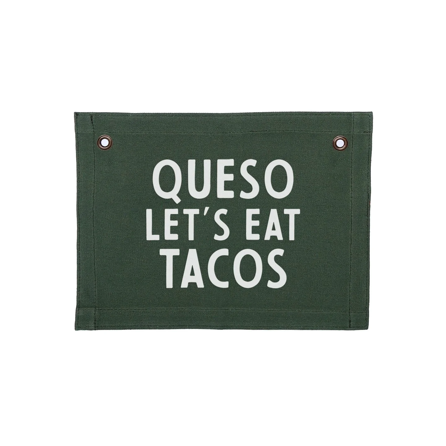 Frankie Jean Queso Let's Eat Tacos Small Canvas Flag - Image 4