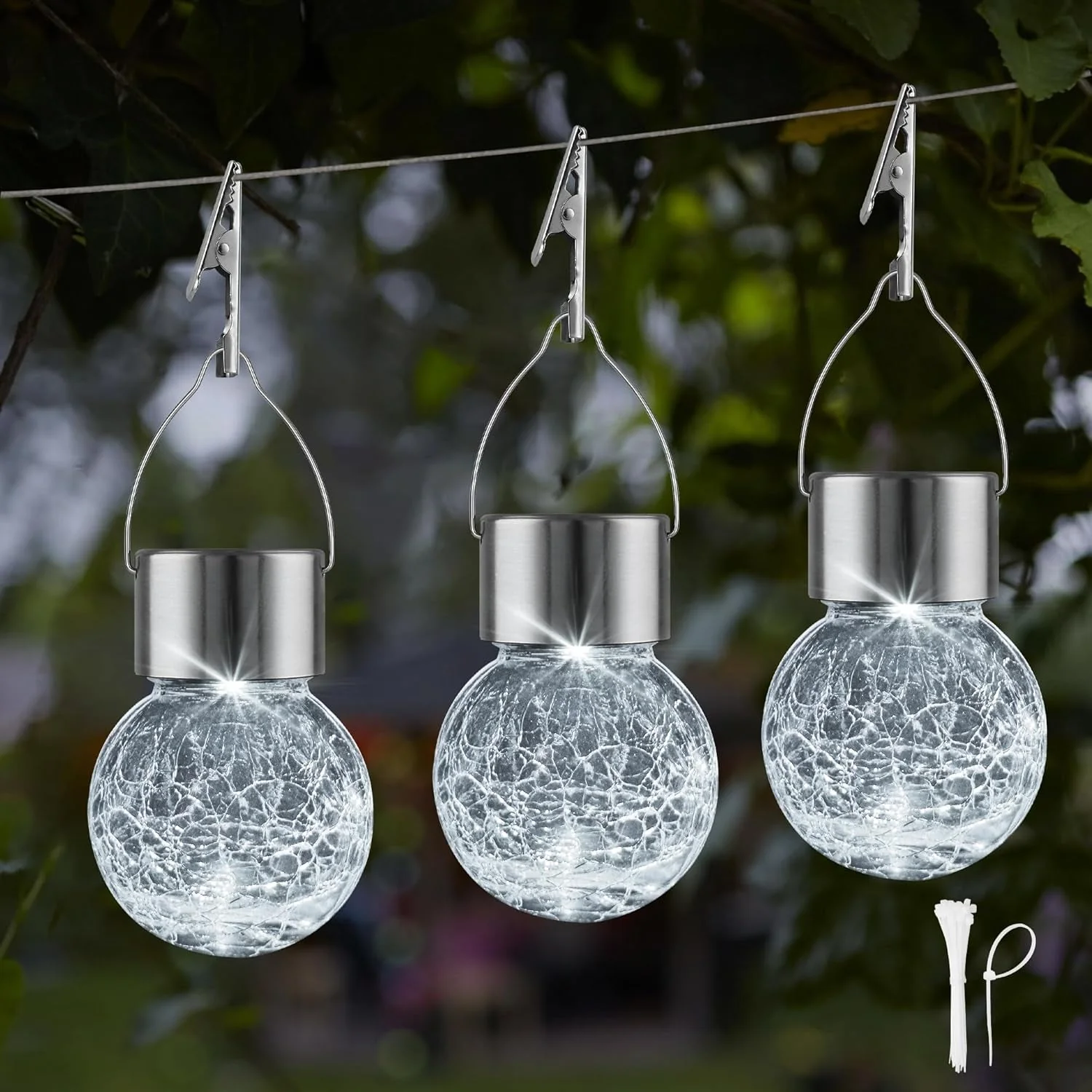 Solar Hanging Globe Lights Waterproof Cold White 24 Pack by ShipItFurniture - Image 2
