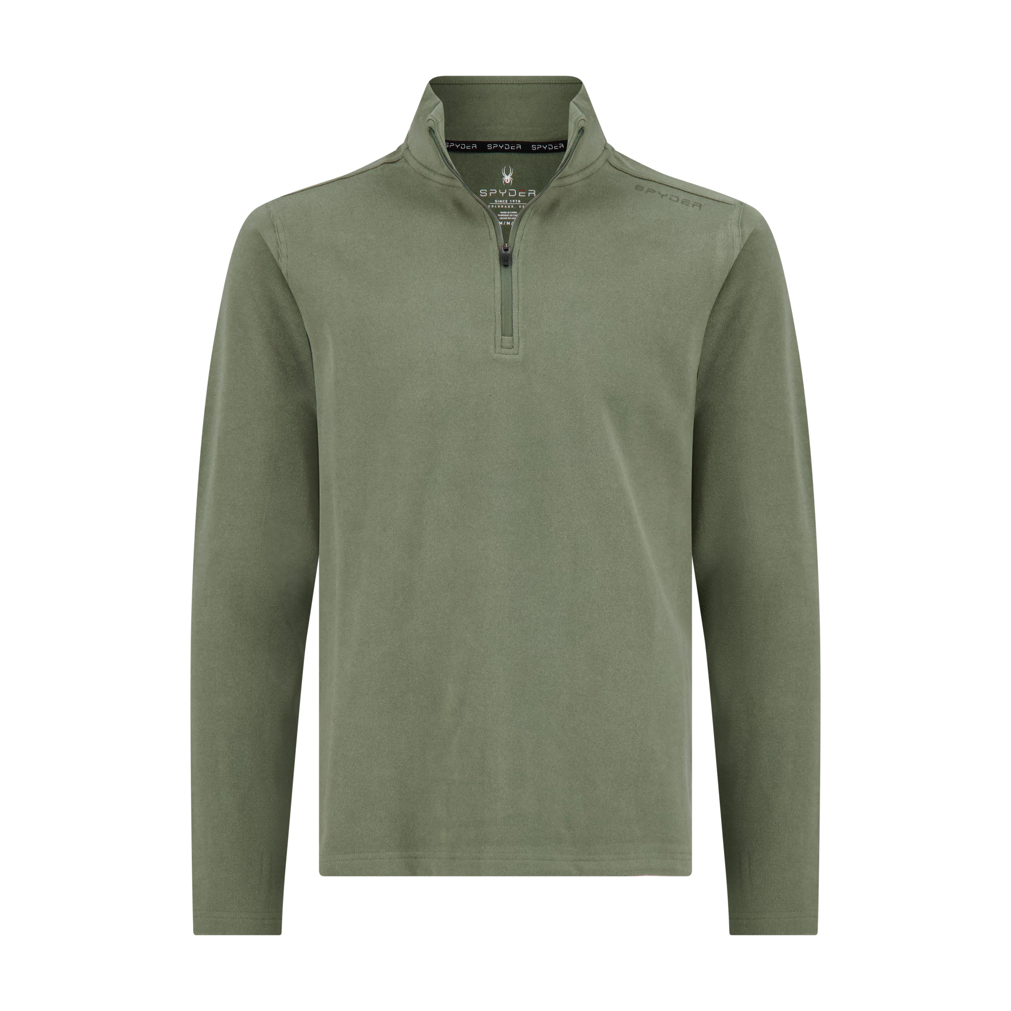 Spyder Men's Brushed Vertical Stripe Quarter Zip - Olive