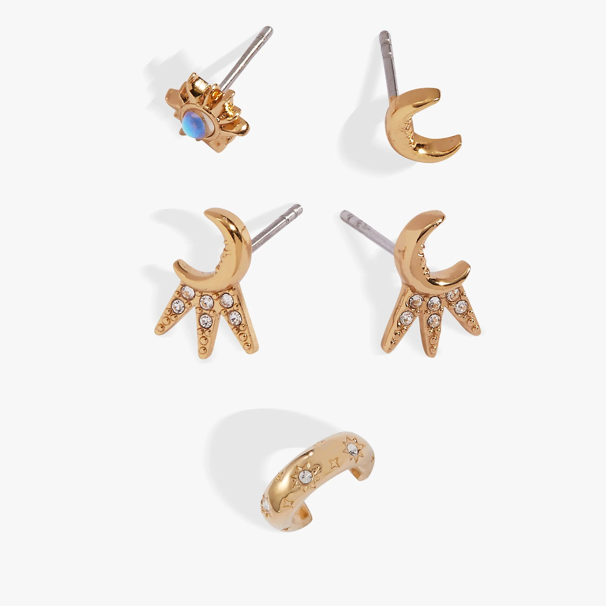 Sun & Moon 2 Studs & Earring Cuff Set - Image 2