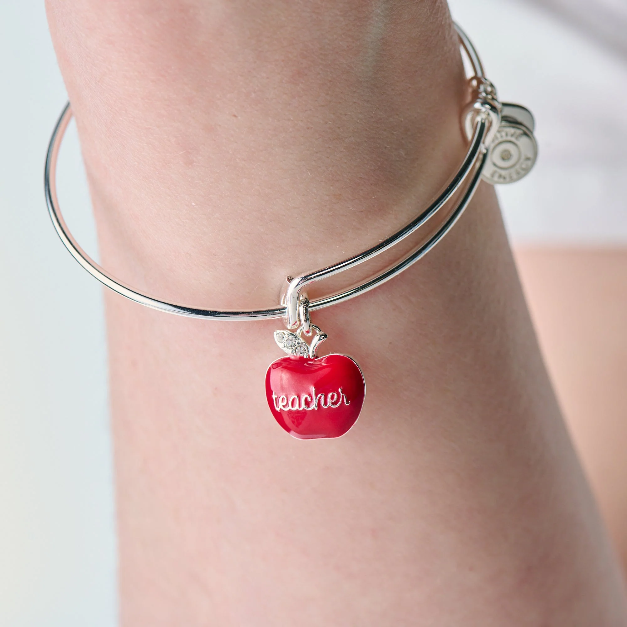 Teacher 'Grow, Inspire, Love' Apple Charm Bangle - Image 5
