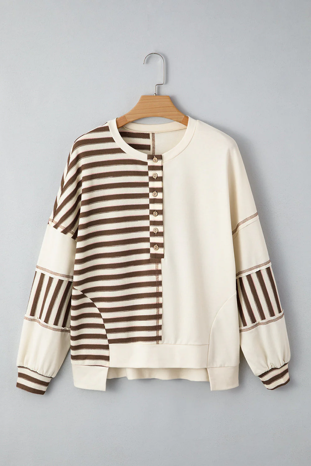 Threaded Pear Ariana Stripe Stitched Oversized Sweatshirt - Image 7