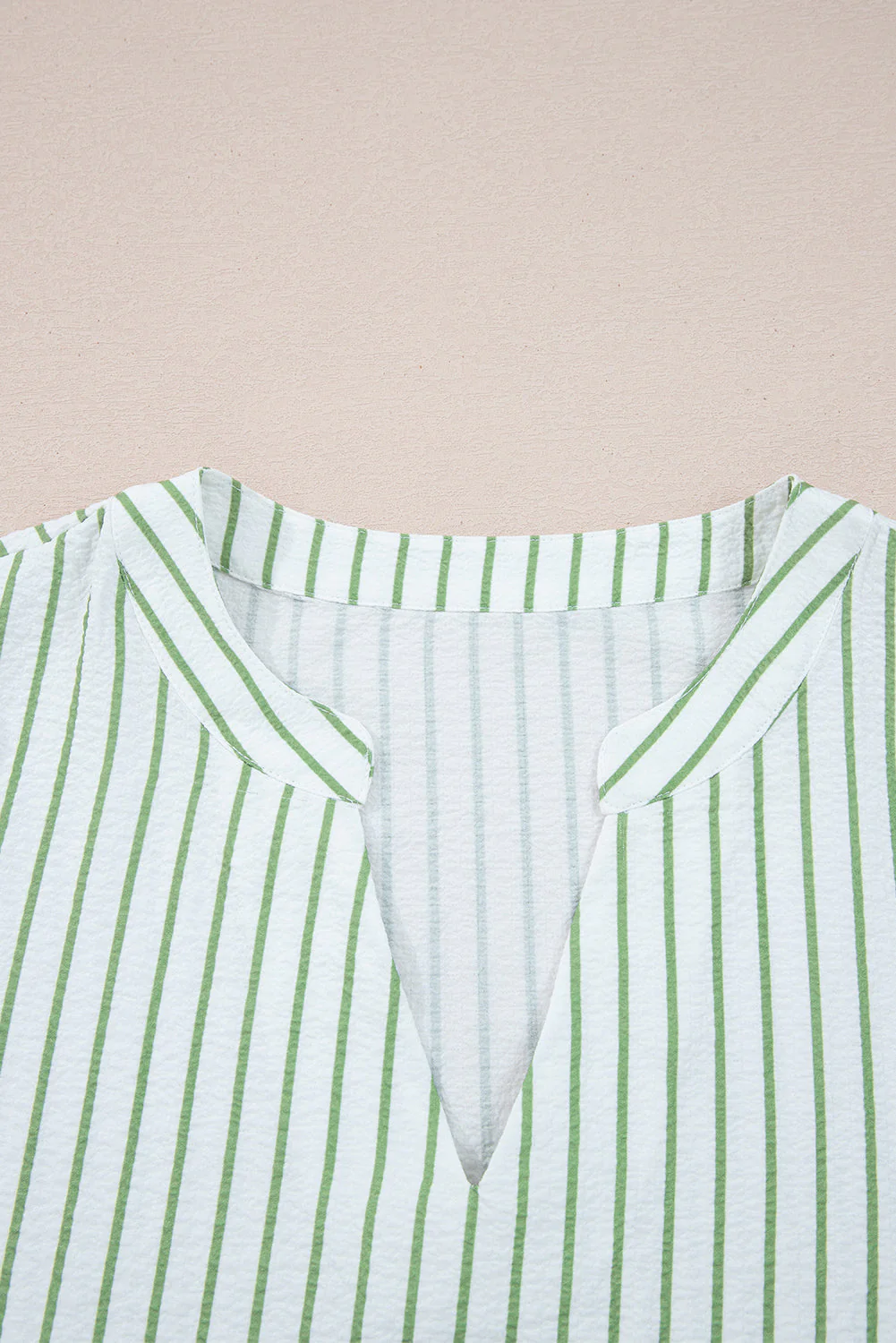 Threaded Pear Ashley Stripe Flower Puff Sleeve V Neck Babydoll Blouse - Image 3