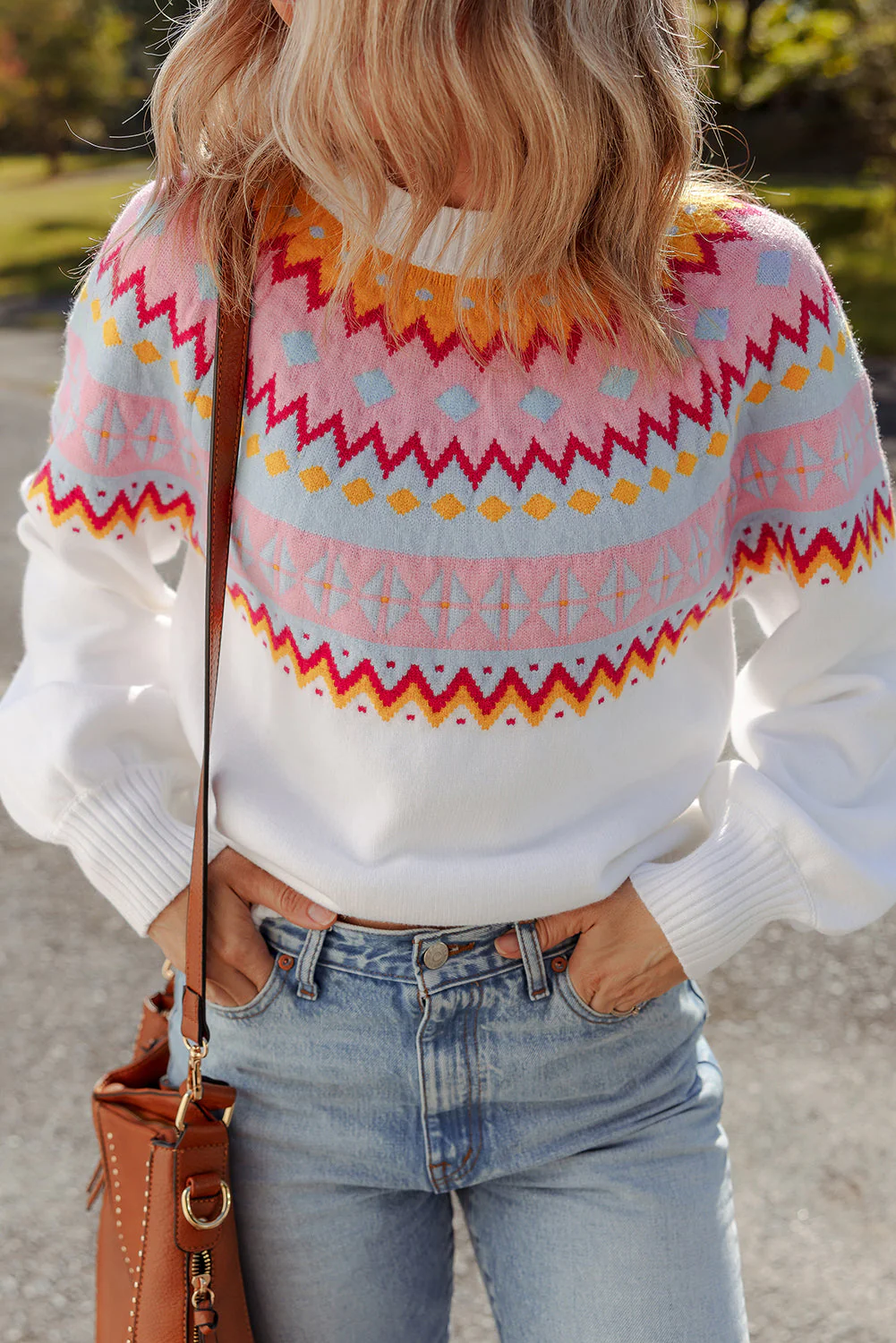 Threaded Pear Avery Print Drop Shoulder Sweater - Image 4