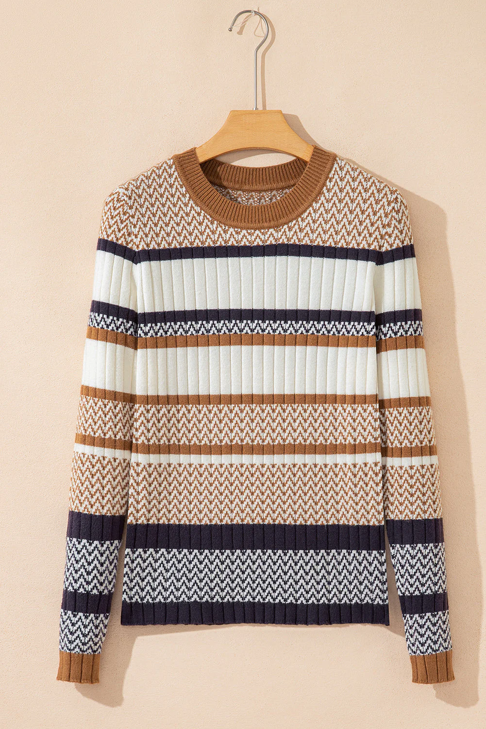Threaded Pear Avery Ribbed Trim Slim Sweater