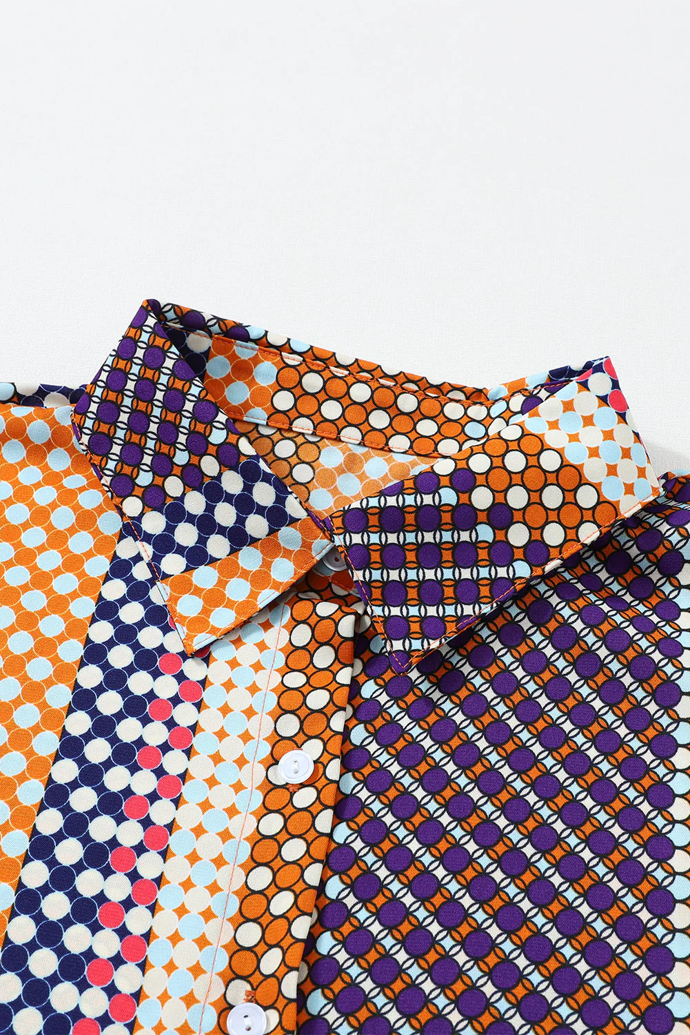 Threaded Pear Brown Dot Print Long Sleeve Button Down Shift PLUS Shirt - Image 8