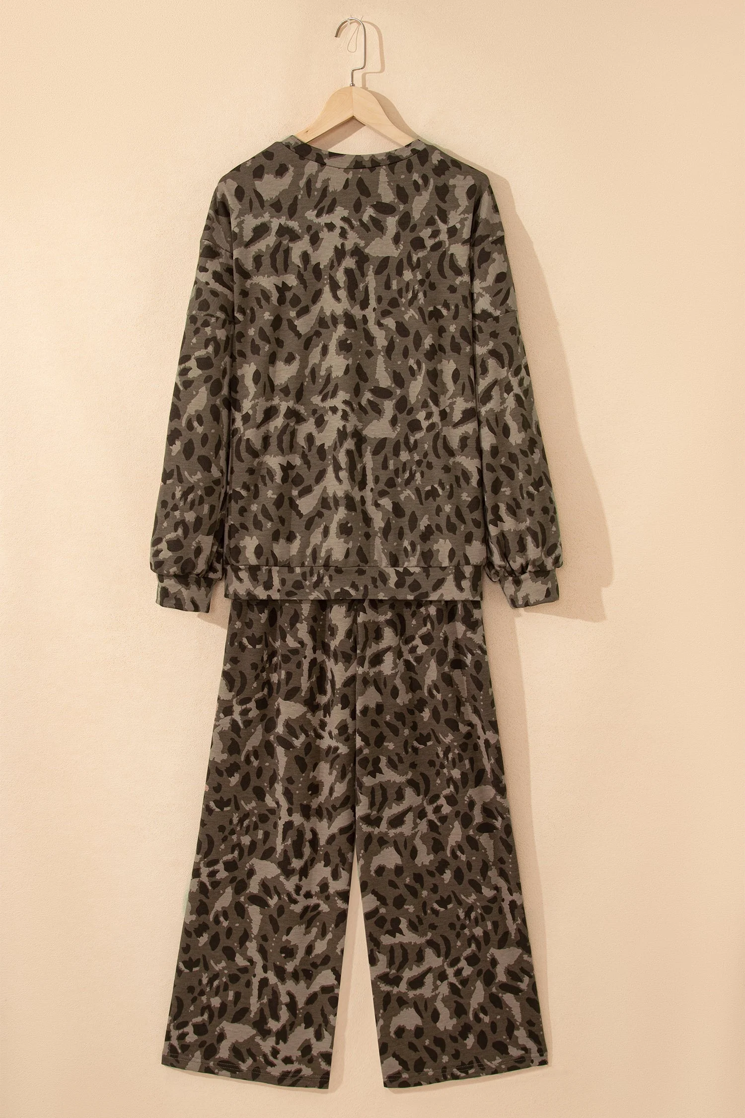 Threaded Pear Catherine Leopard Pullover Drawstring Loose Pant Set - Image 9
