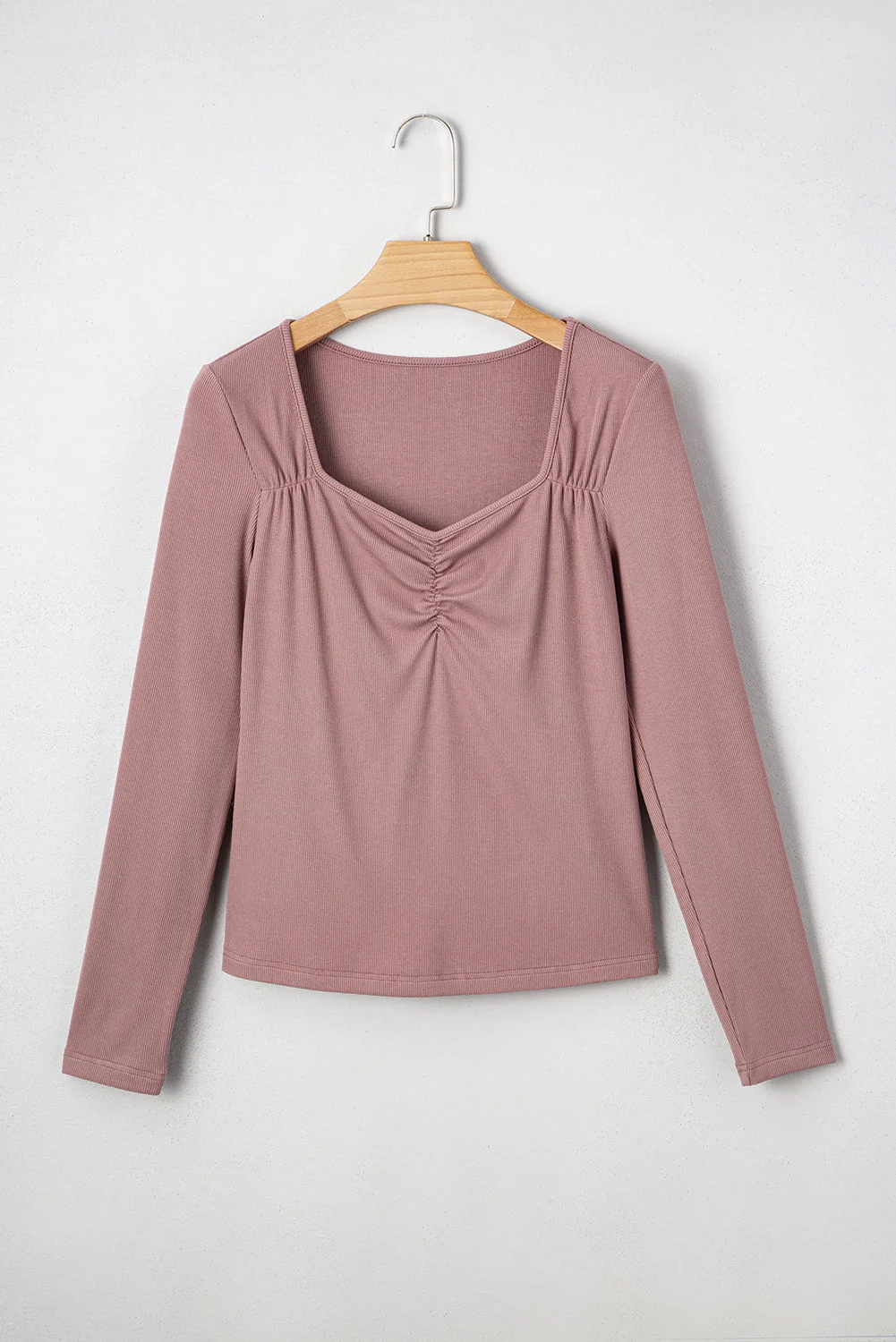 Threaded Pear Cora Square Neck Ribbed Fit Long Sleeve Top - Image 7