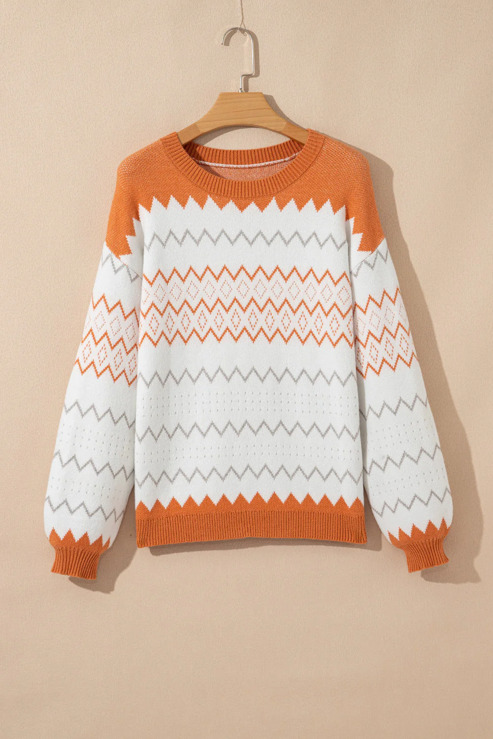 Threaded Pear Daphne Zigzag Knitted Pullover Sweater - Image 7
