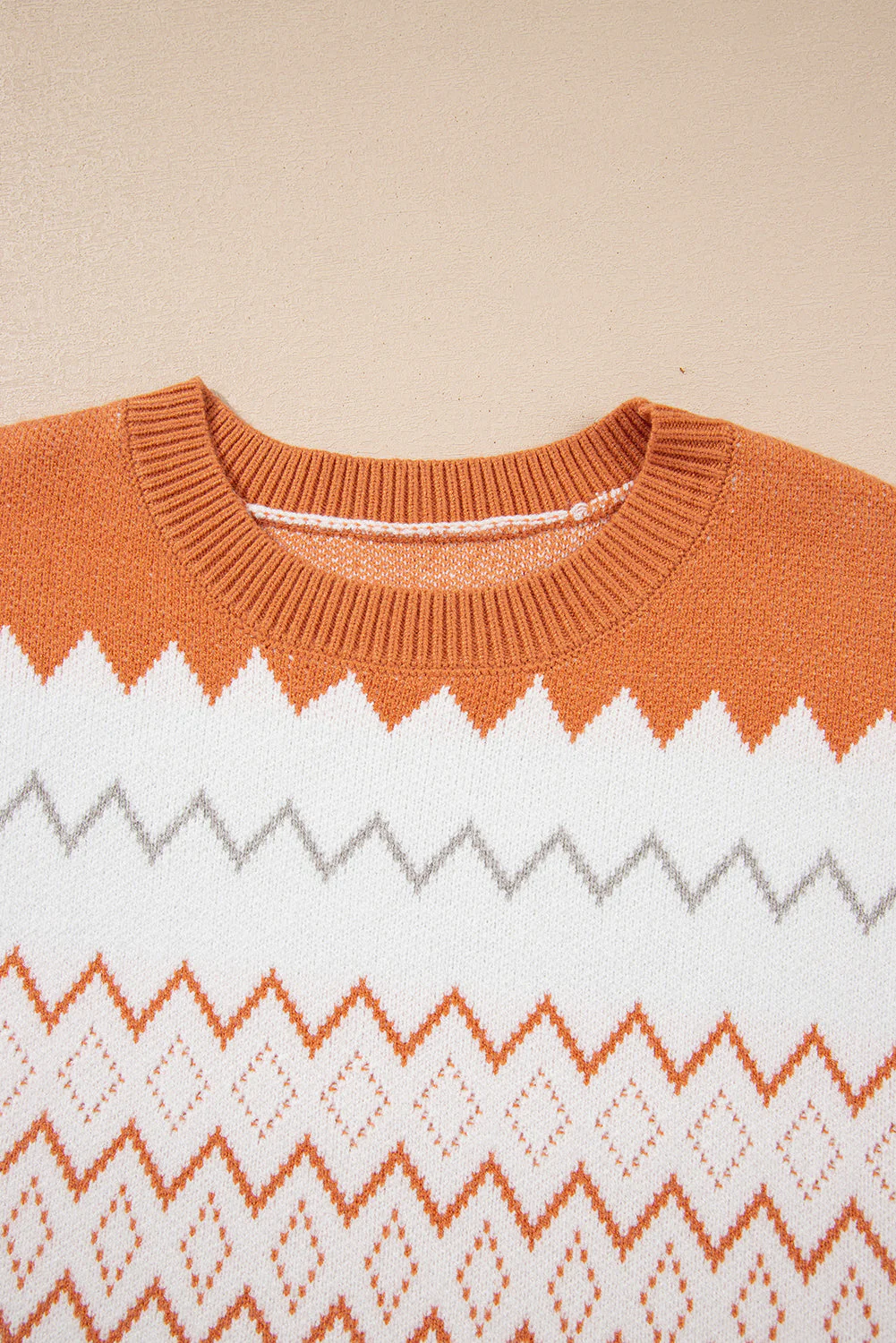 Threaded Pear Daphne Zigzag Knitted Pullover Sweater - Image 9