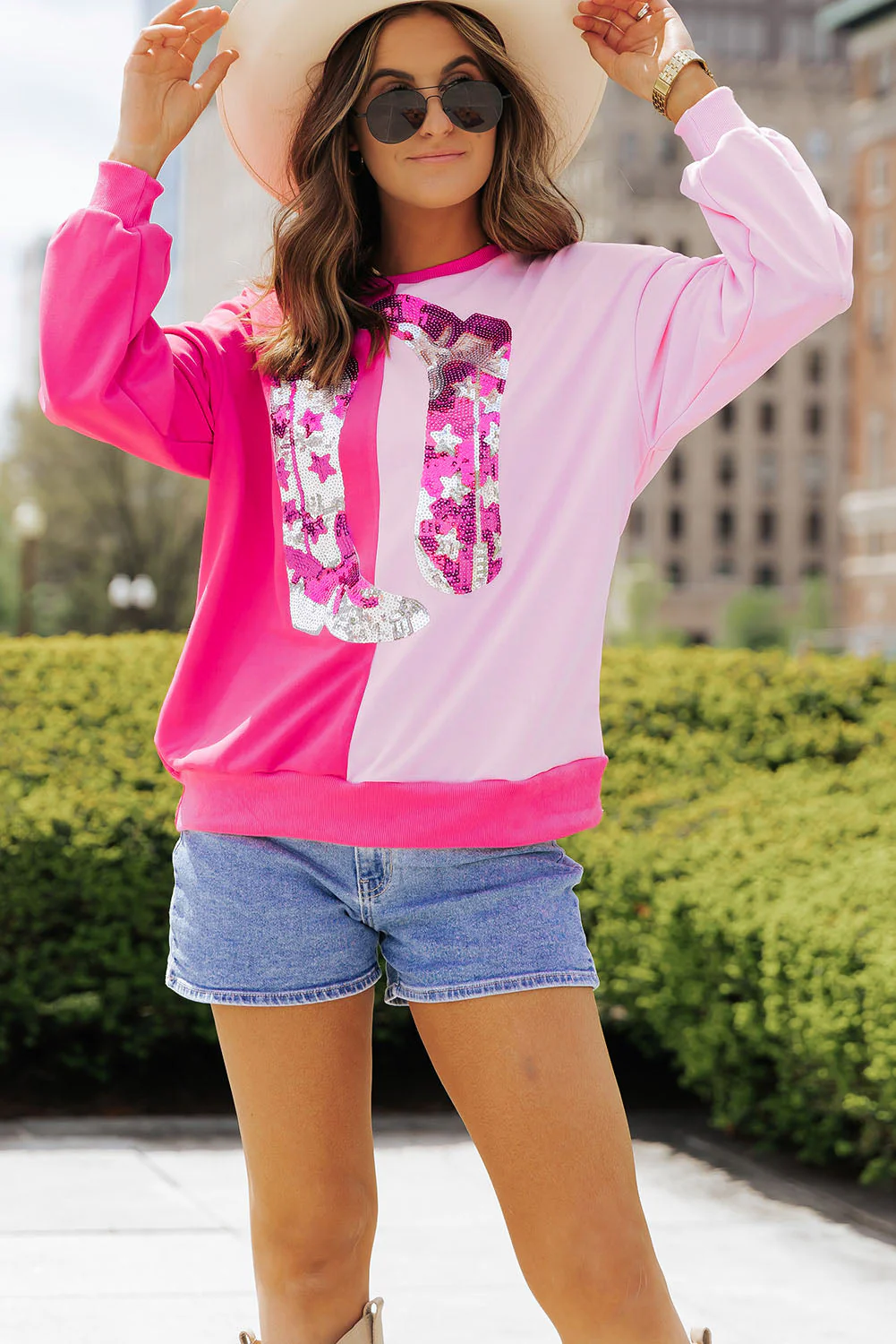 Threaded Pear Doraria Cowgirl Boots Graphic Sweatshirt - Image 4