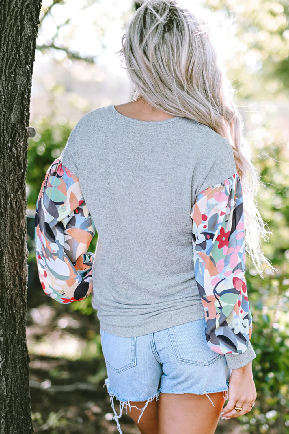 Threaded Pear Eleanor Lantern Sleeve Patchwork Top - Image 2