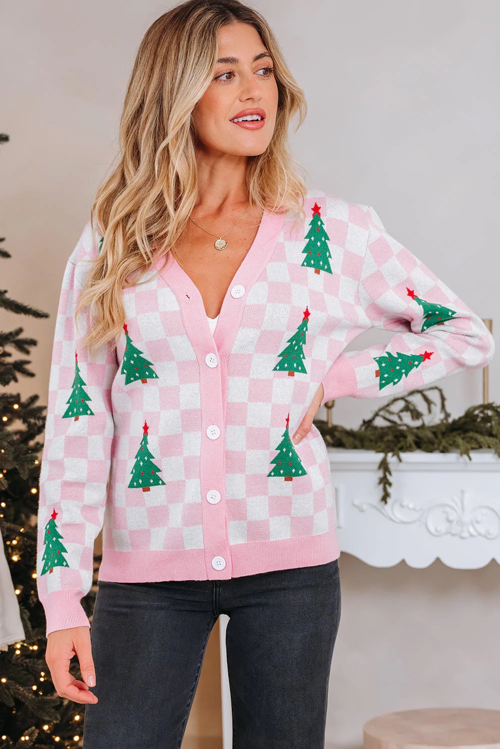 Threaded Pear Ella Tree Pattern Cardigan Sweater - Image 4