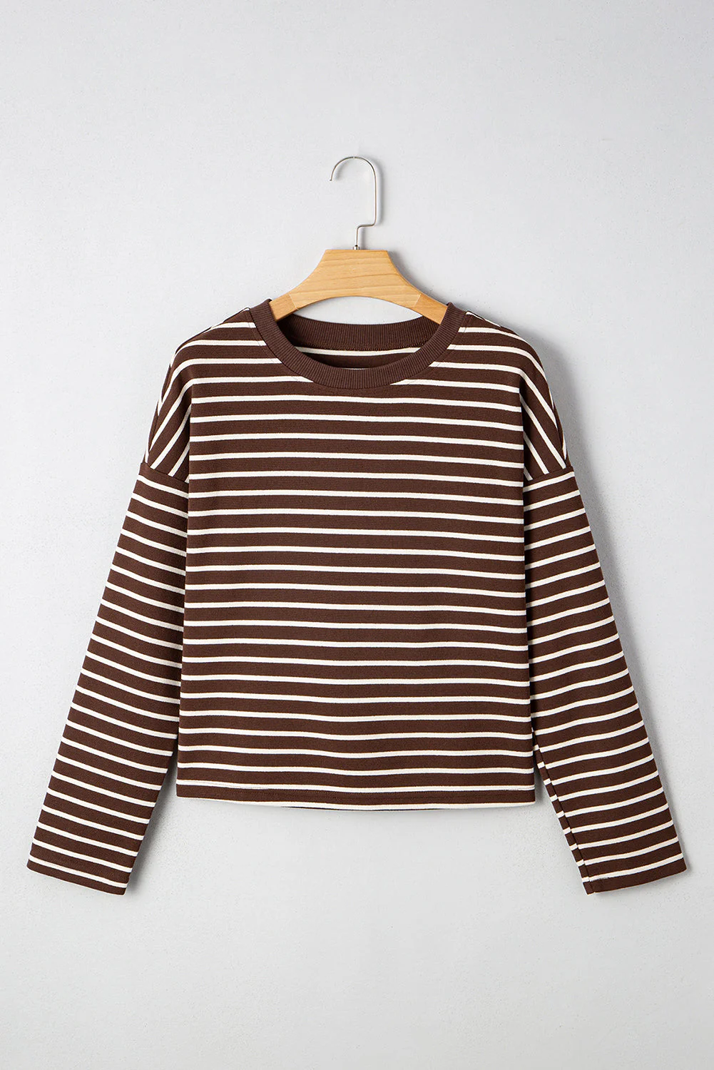 Threaded Pear Ember Stripe Ribbed Cropped Crew Neck Top - Image 6