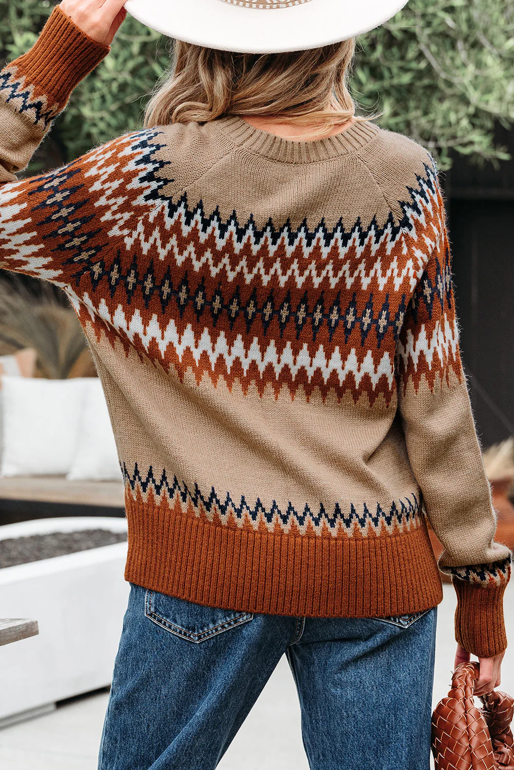 Threaded Pear Eva Aztec Crew Neck Sweater - Image 2