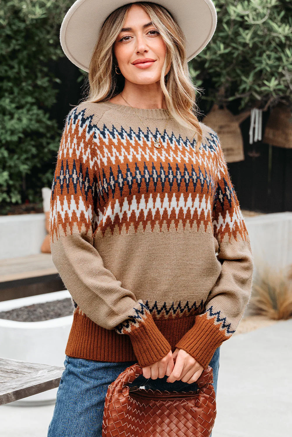 Threaded Pear Eva Aztec Crew Neck Sweater - Image 4