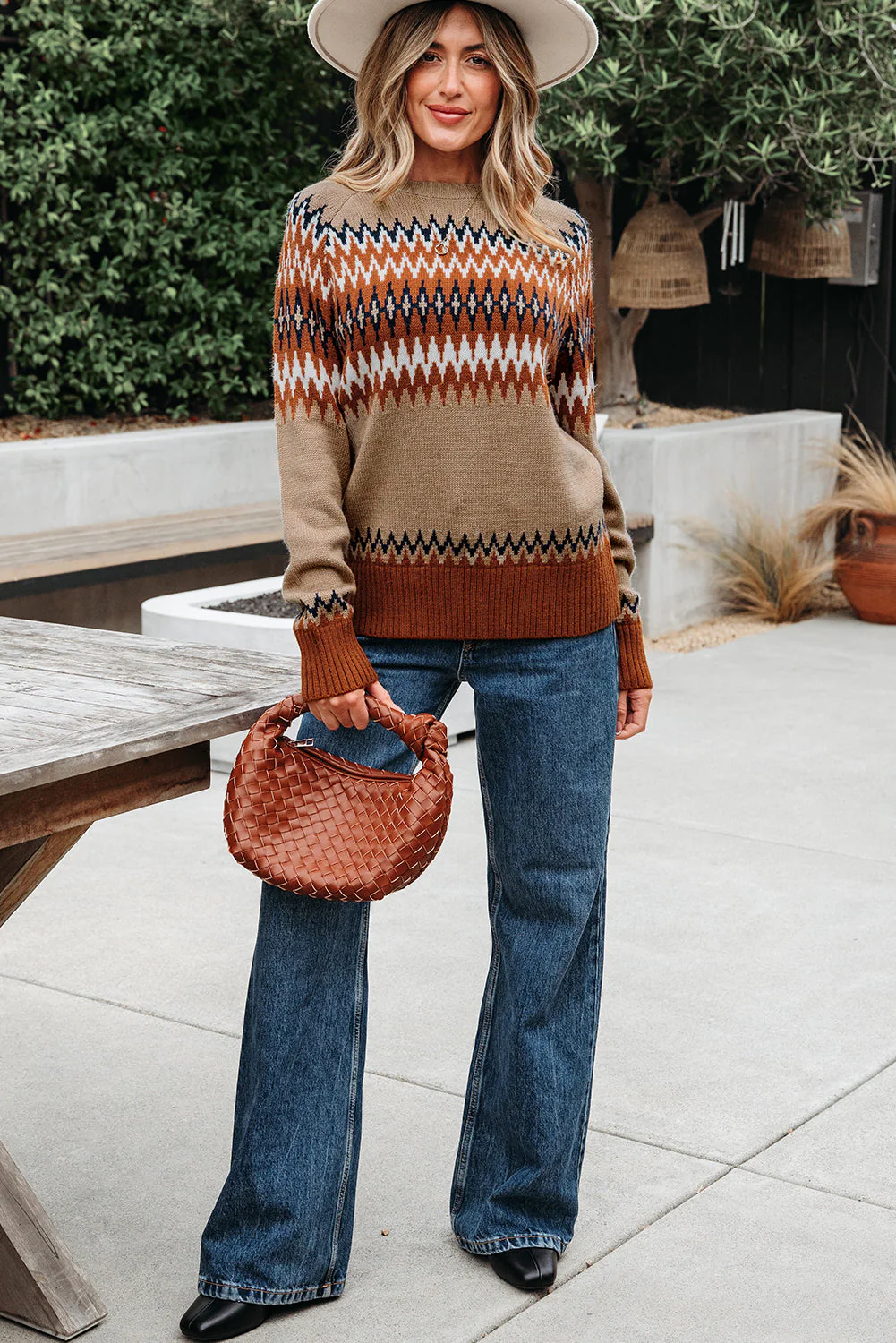 Threaded Pear Eva Aztec Crew Neck Sweater - Image 5