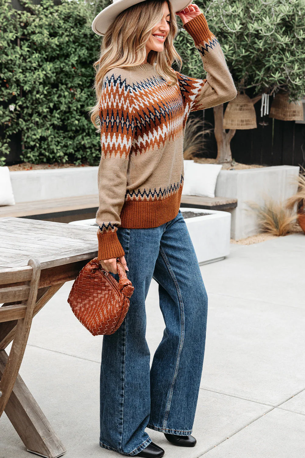 Threaded Pear Eva Aztec Crew Neck Sweater - Image 6