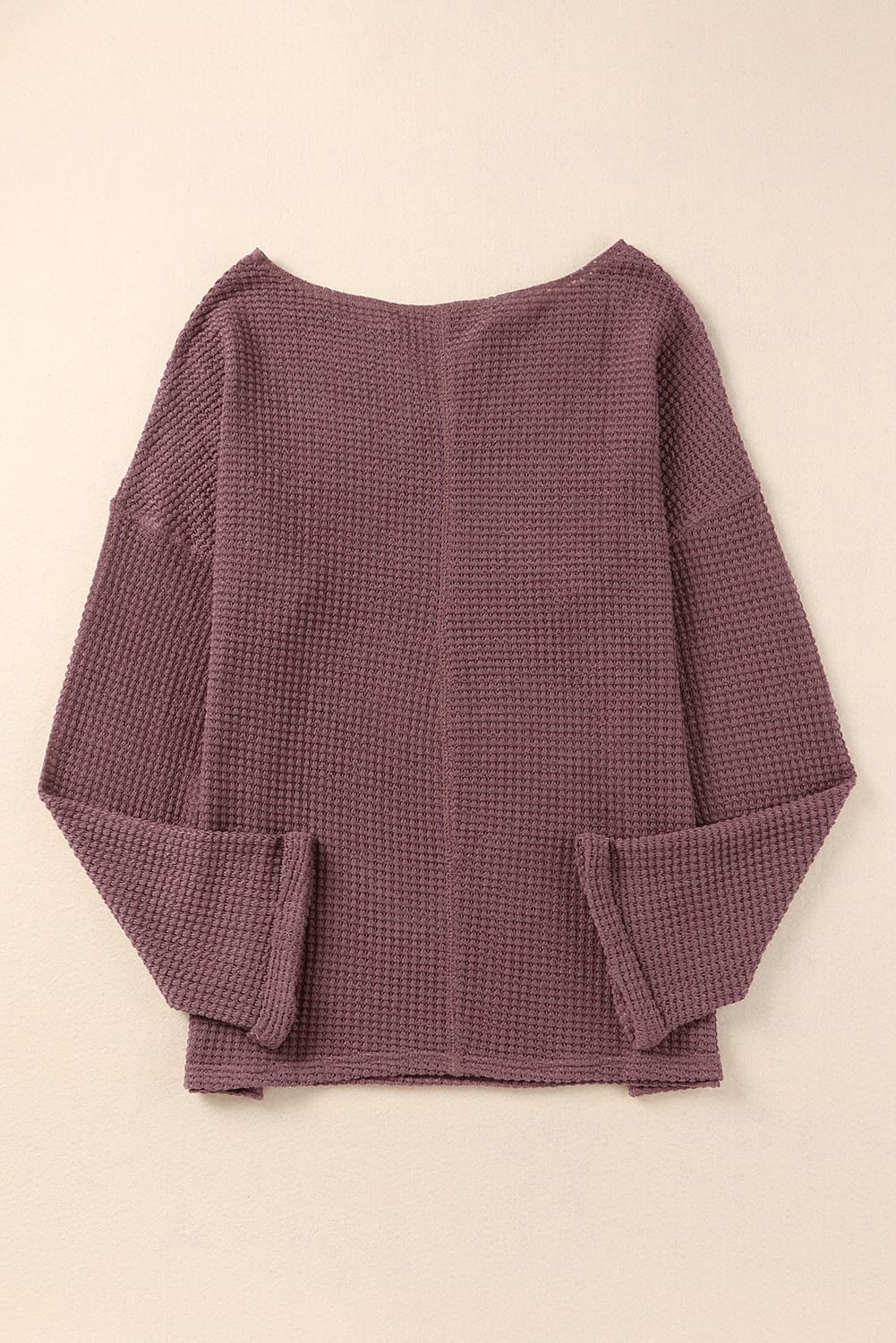 Threaded Pear Evelyn Waffle Knit Loose Long Sleeve Top - Image 7