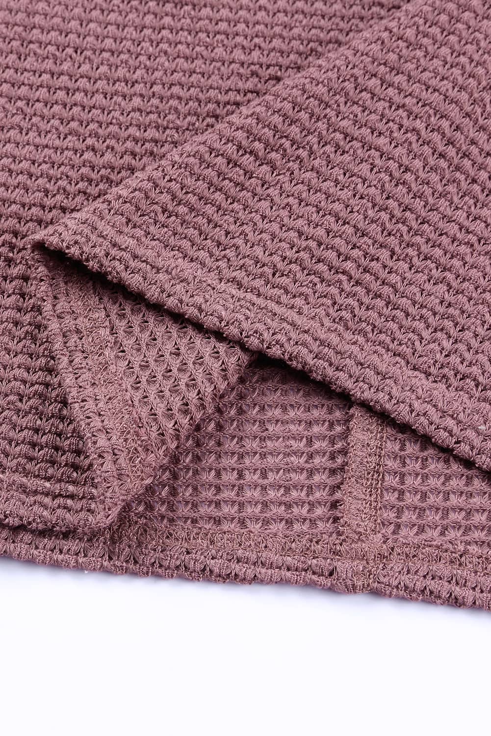 Threaded Pear Evelyn Waffle Knit Loose Long Sleeve Top - Image 9
