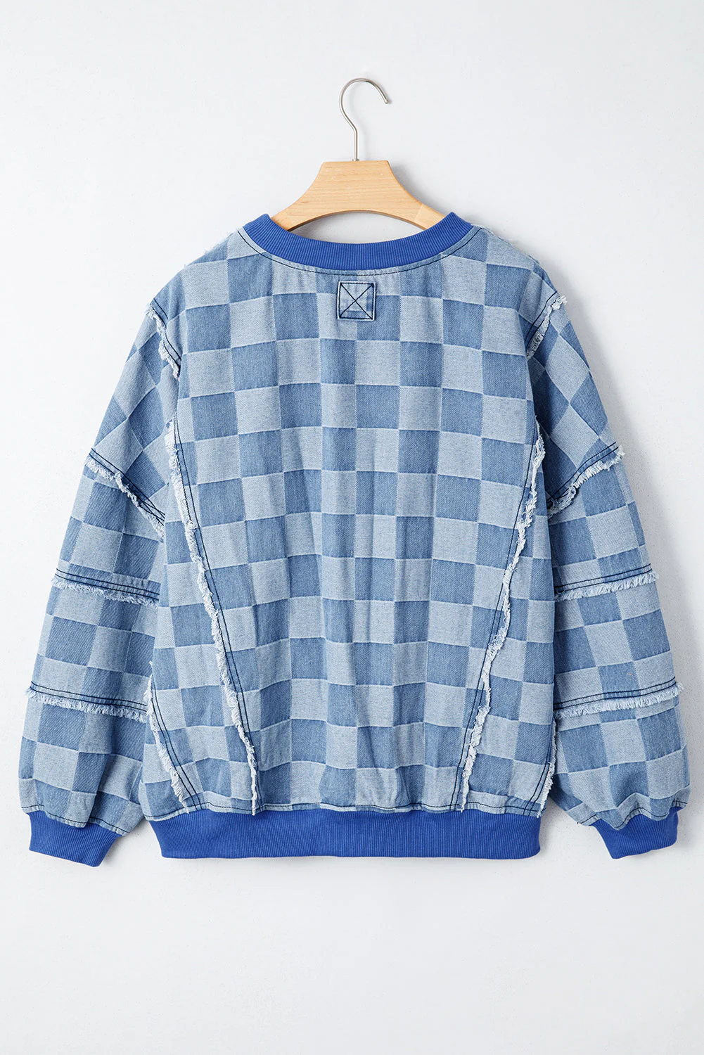 Threaded Pear Jessica Checkerboard Oversized Denim Pullover - Image 7