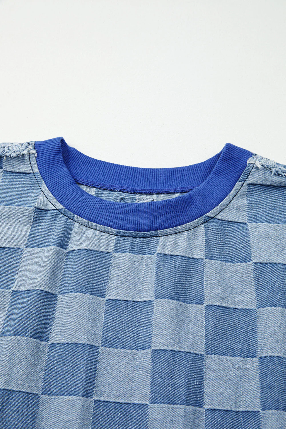 Threaded Pear Jessica Checkerboard Oversized Denim Pullover - Image 8
