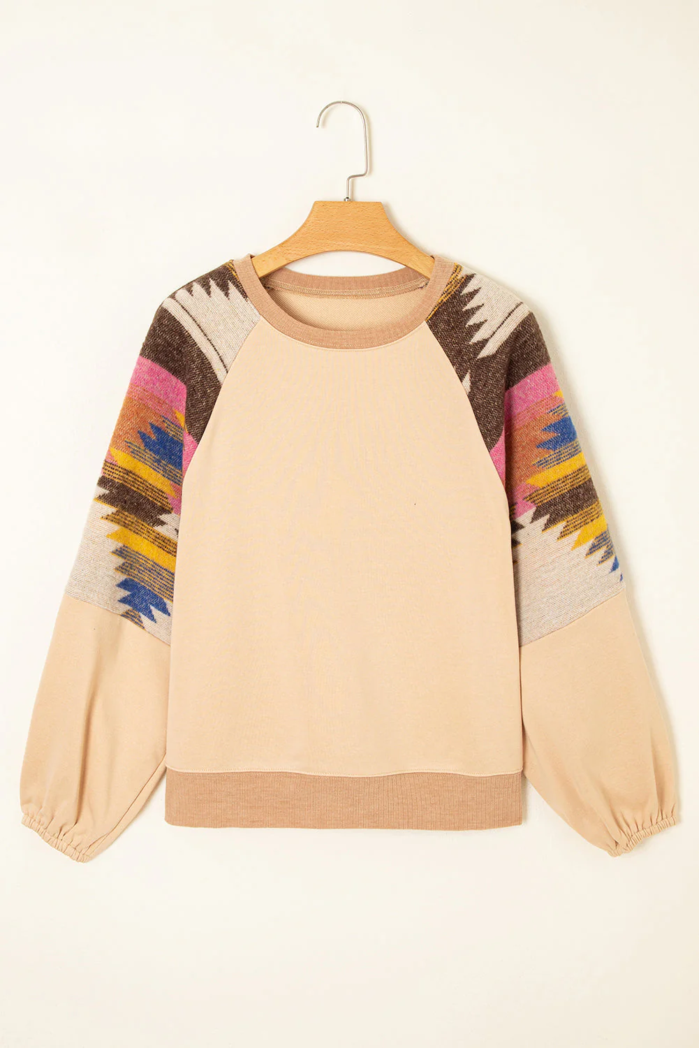 Threaded Pear Logan Aztec Patchwork Raglan Pullover Sweatshirt - Image 8