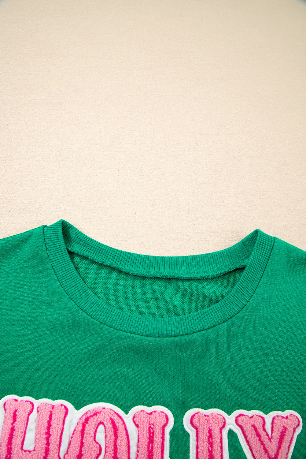 Threaded Pear Luz Embroidered Christmas Holiday Sweatshirt - Image 3